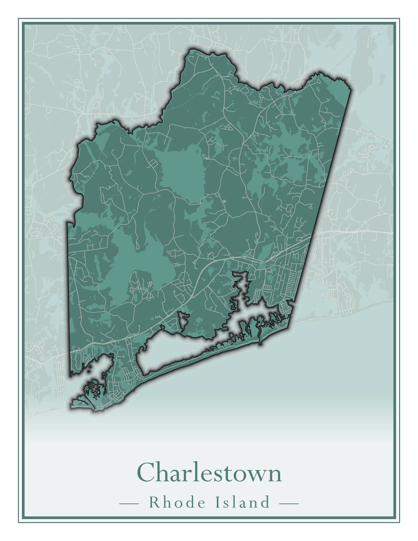 Rhode Island Towns - Street Map (Charlestown - Cumberland)