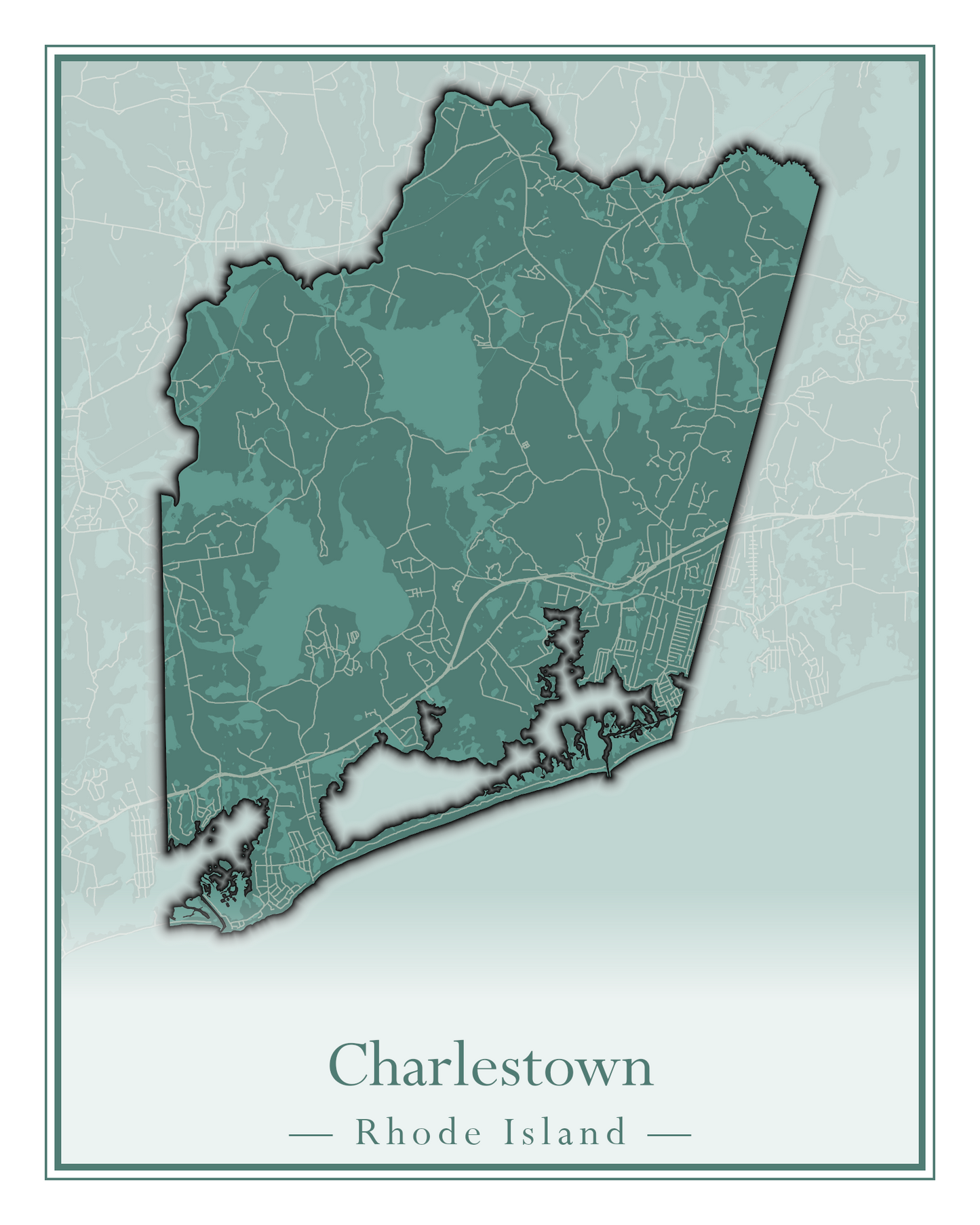 Rhode Island Towns - Street Map (Charlestown - Cumberland)