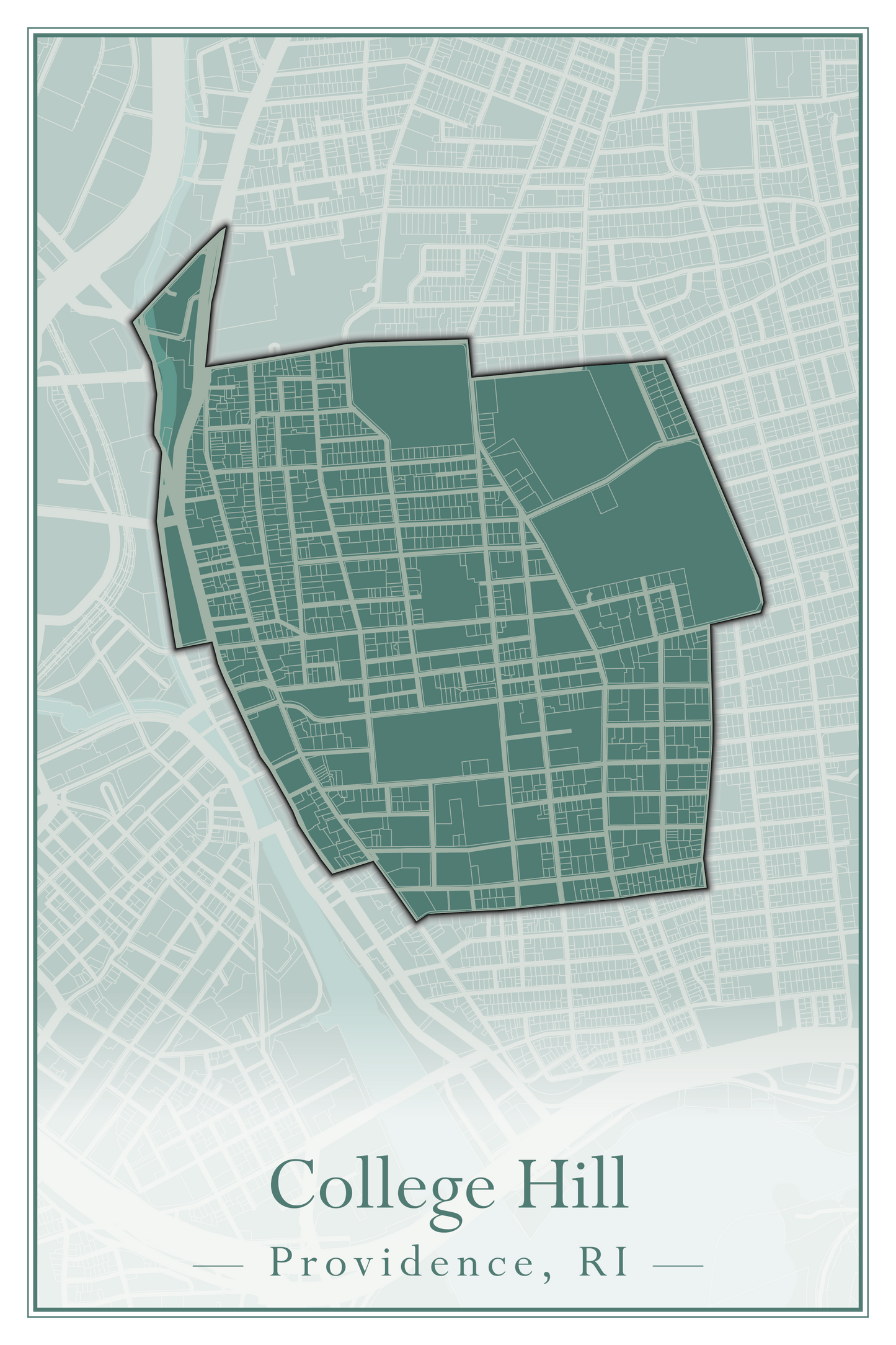 Providence Neighborhoods - Street Map (Blackstone - Downtown)