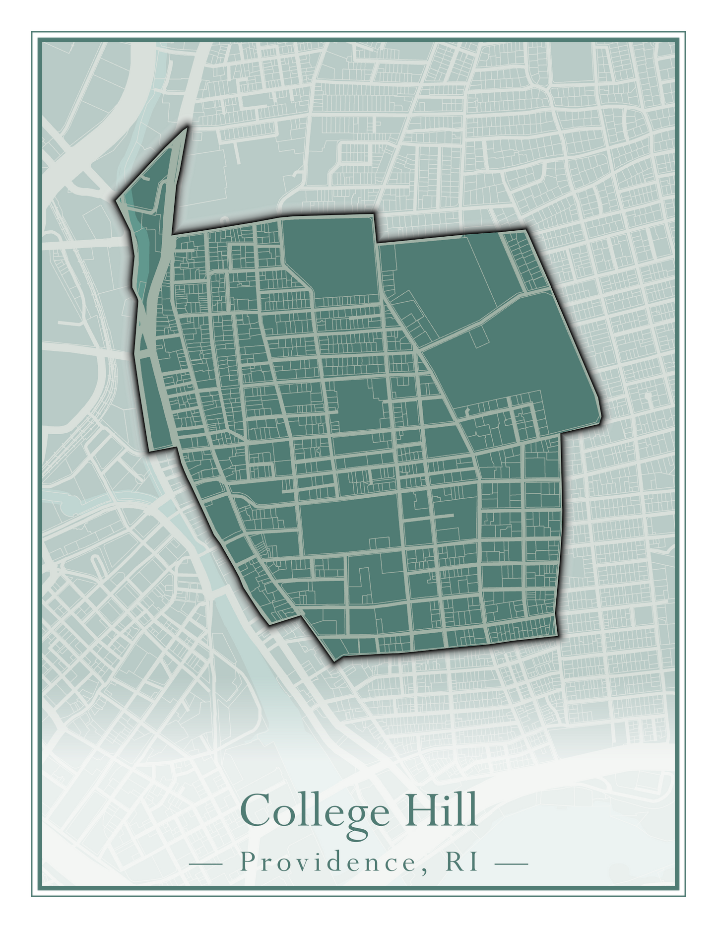 Providence Neighborhoods - Street Map (Blackstone - Downtown)