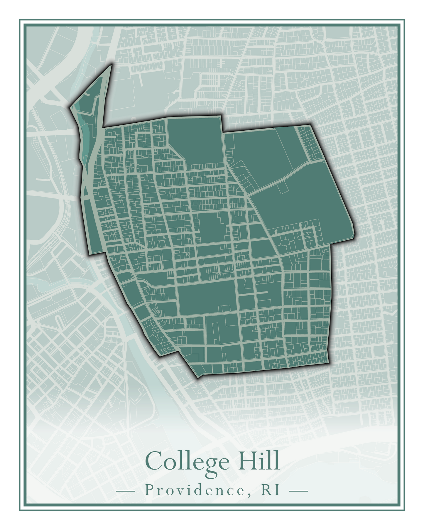 Providence Neighborhoods - Street Map (Blackstone - Downtown)