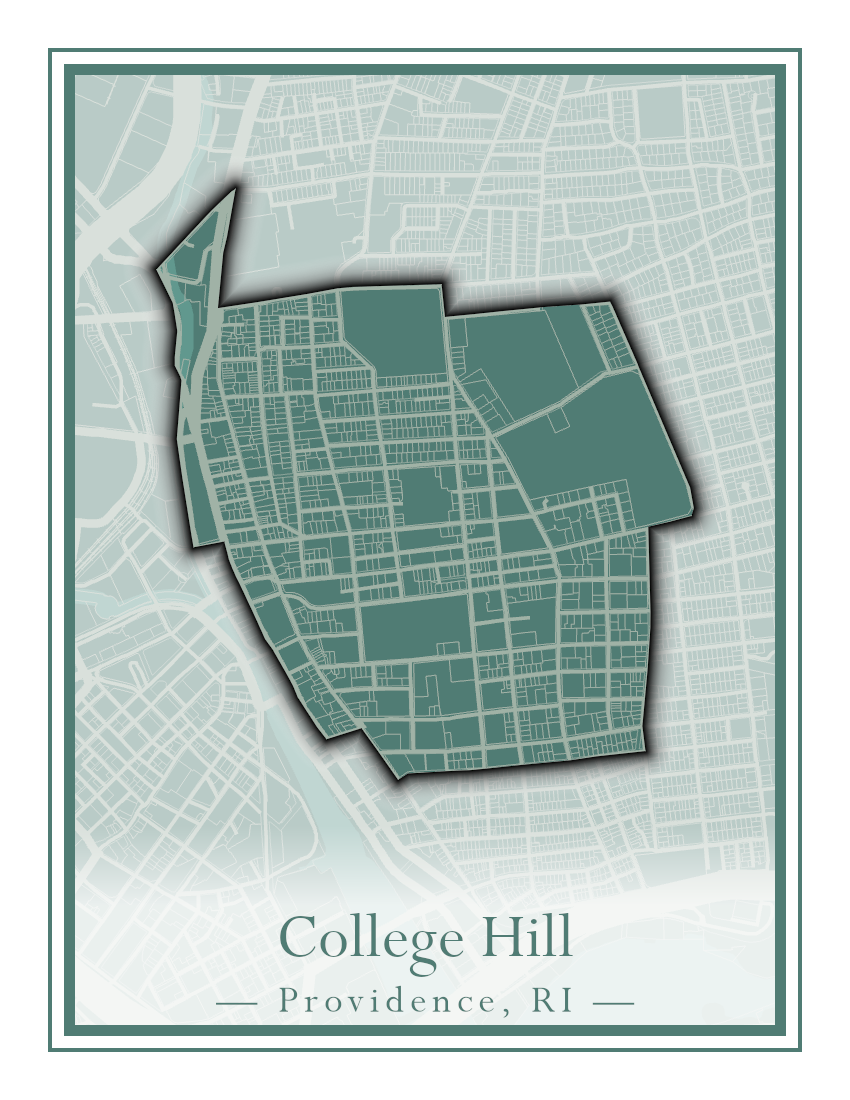 Providence Neighborhoods - Street Map (Blackstone - Downtown)