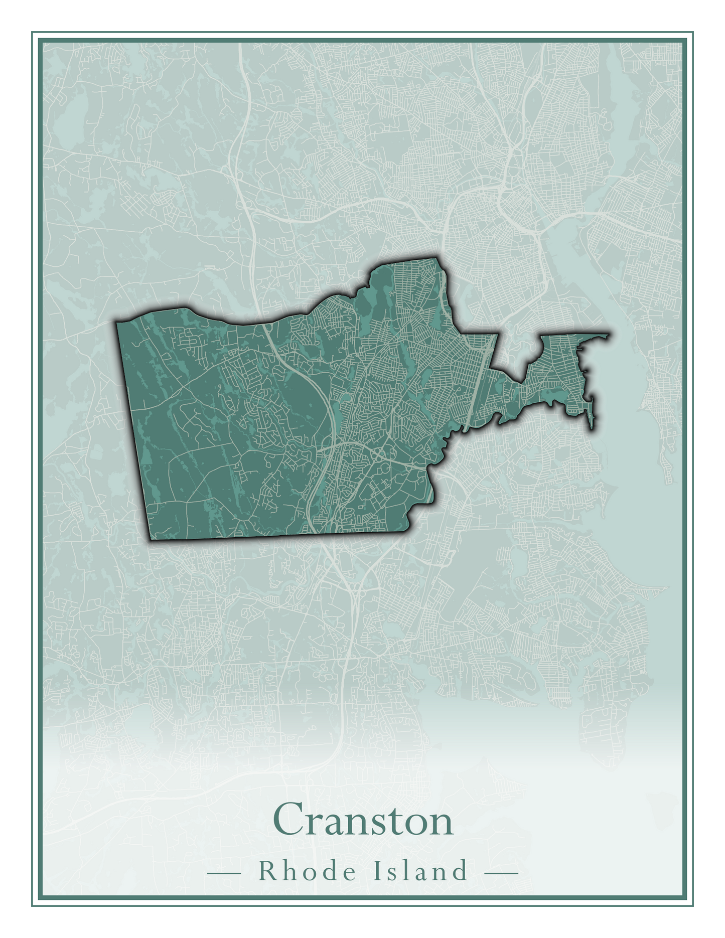 Rhode Island Towns - Street Map (Charlestown - Cumberland)