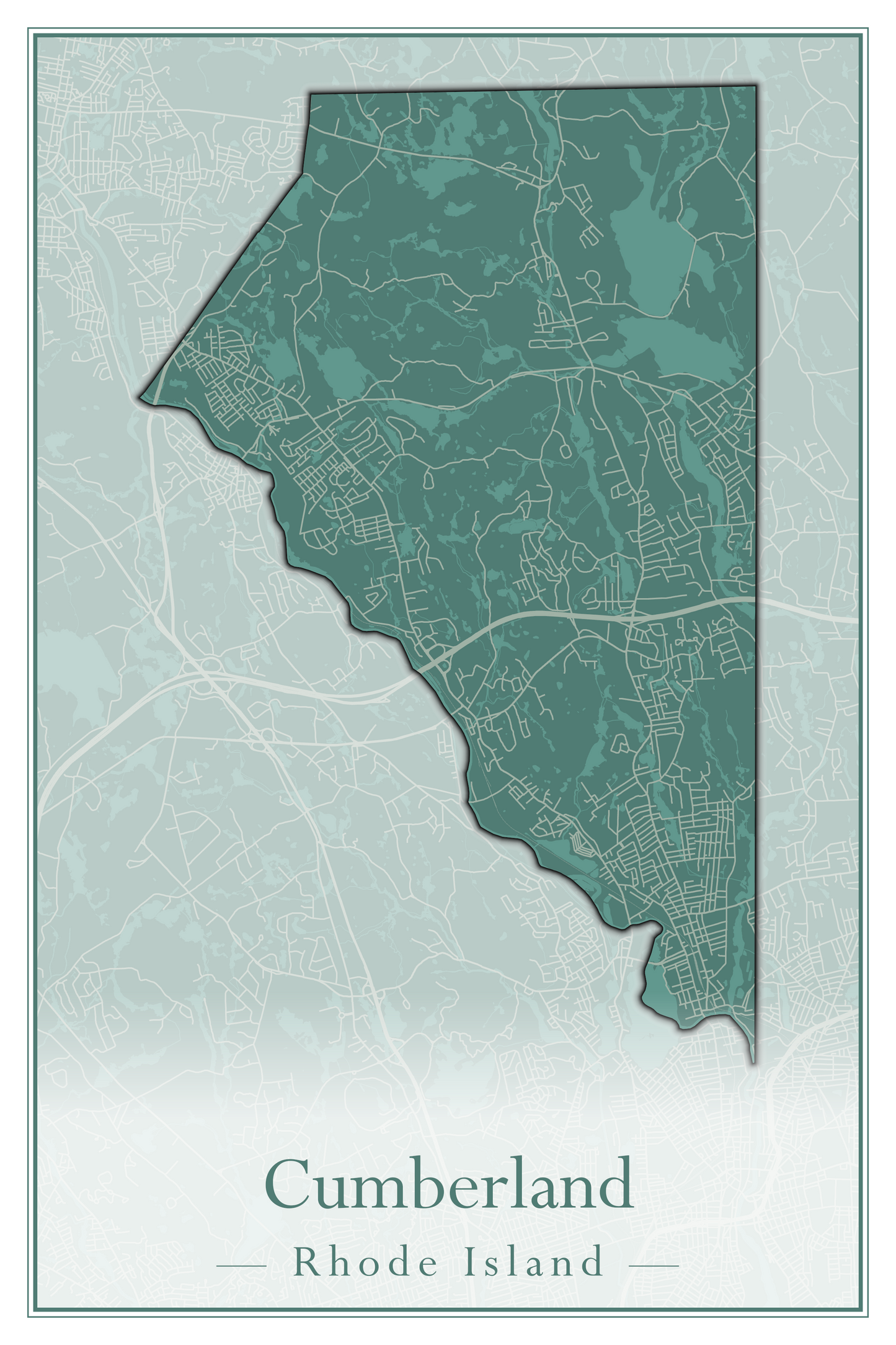 Rhode Island Towns - Street Map (Charlestown - Cumberland)