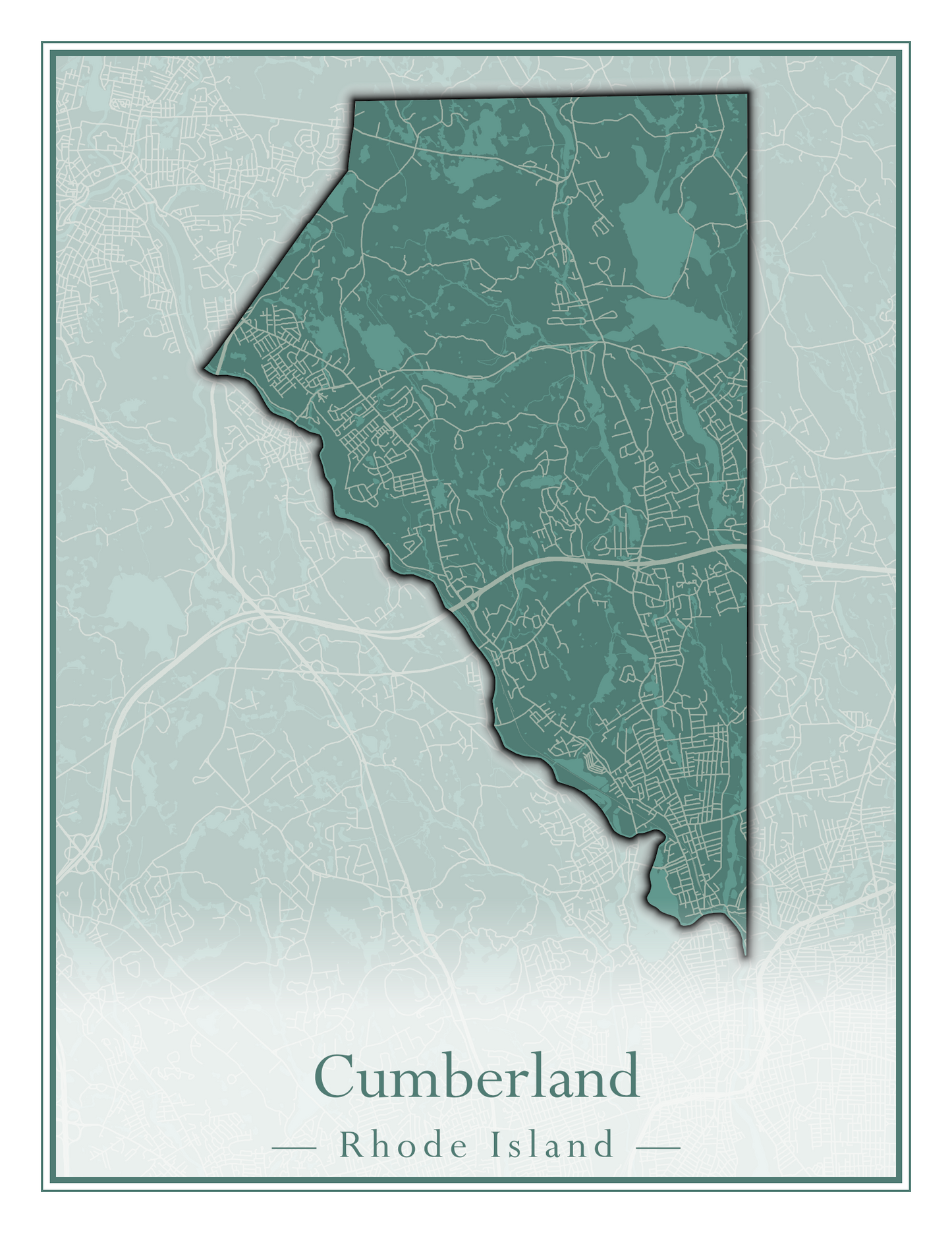 Rhode Island Towns - Street Map (Charlestown - Cumberland)