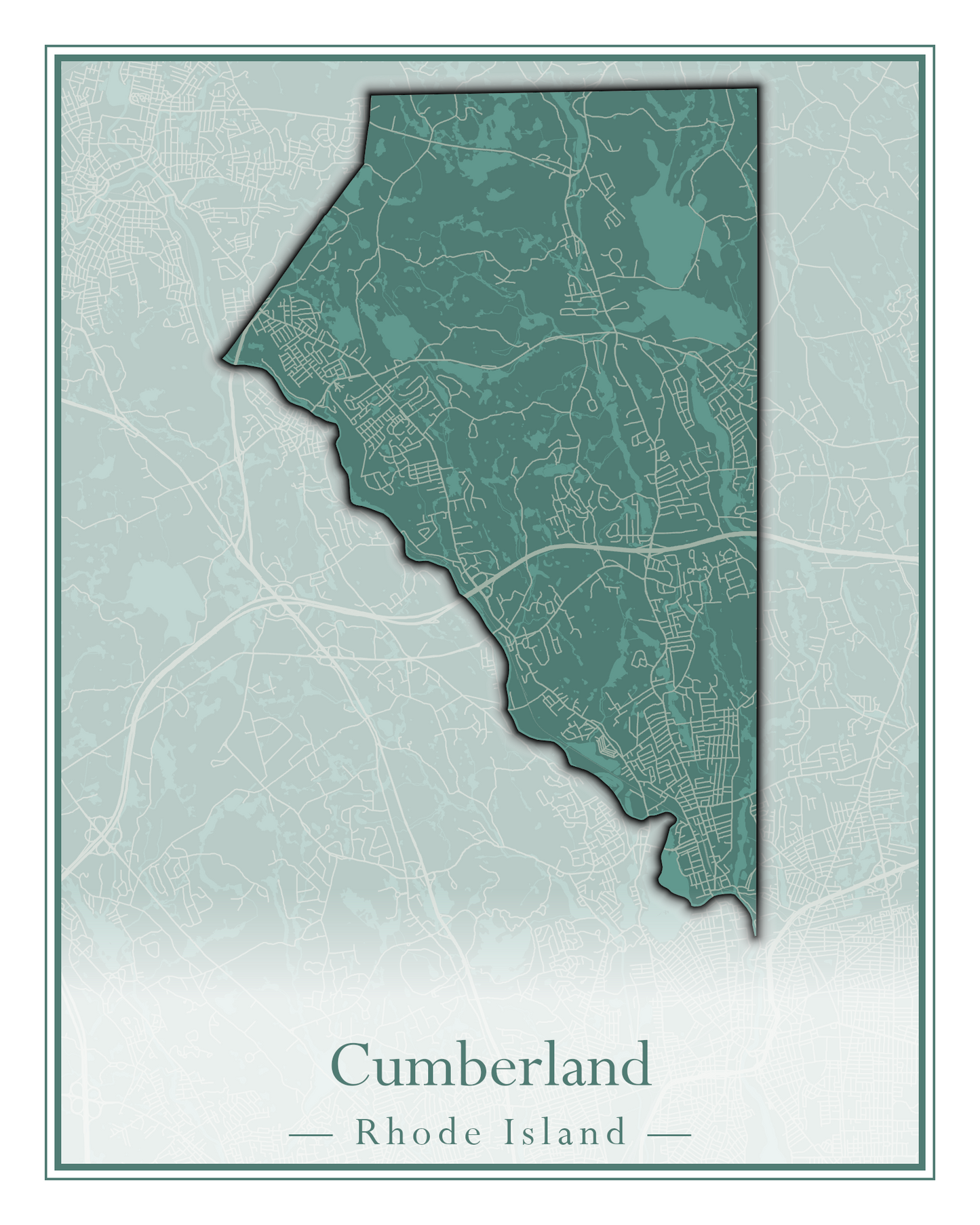 Rhode Island Towns - Street Map (Charlestown - Cumberland)