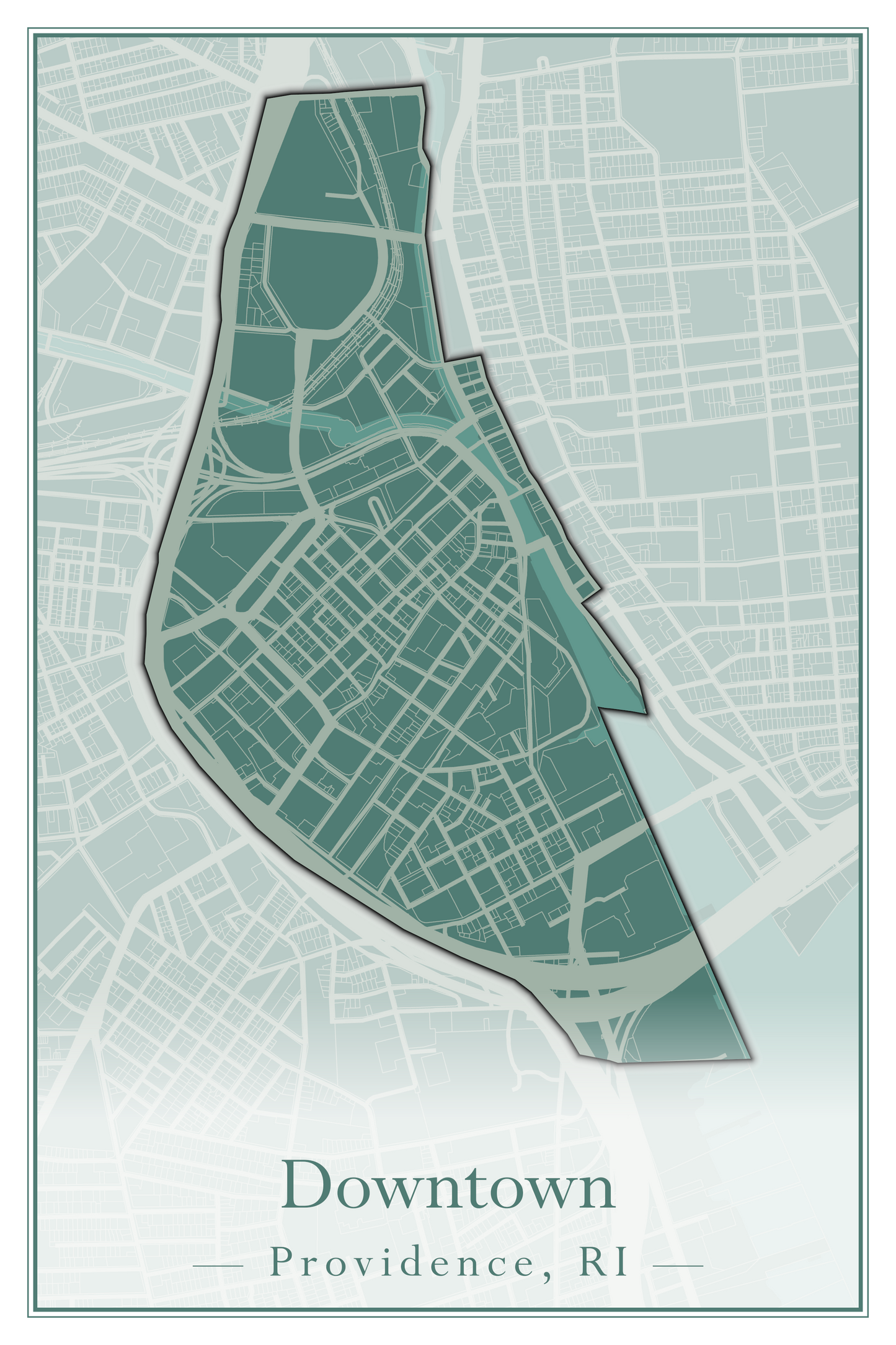 Providence Neighborhoods - Street Map (Blackstone - Downtown)