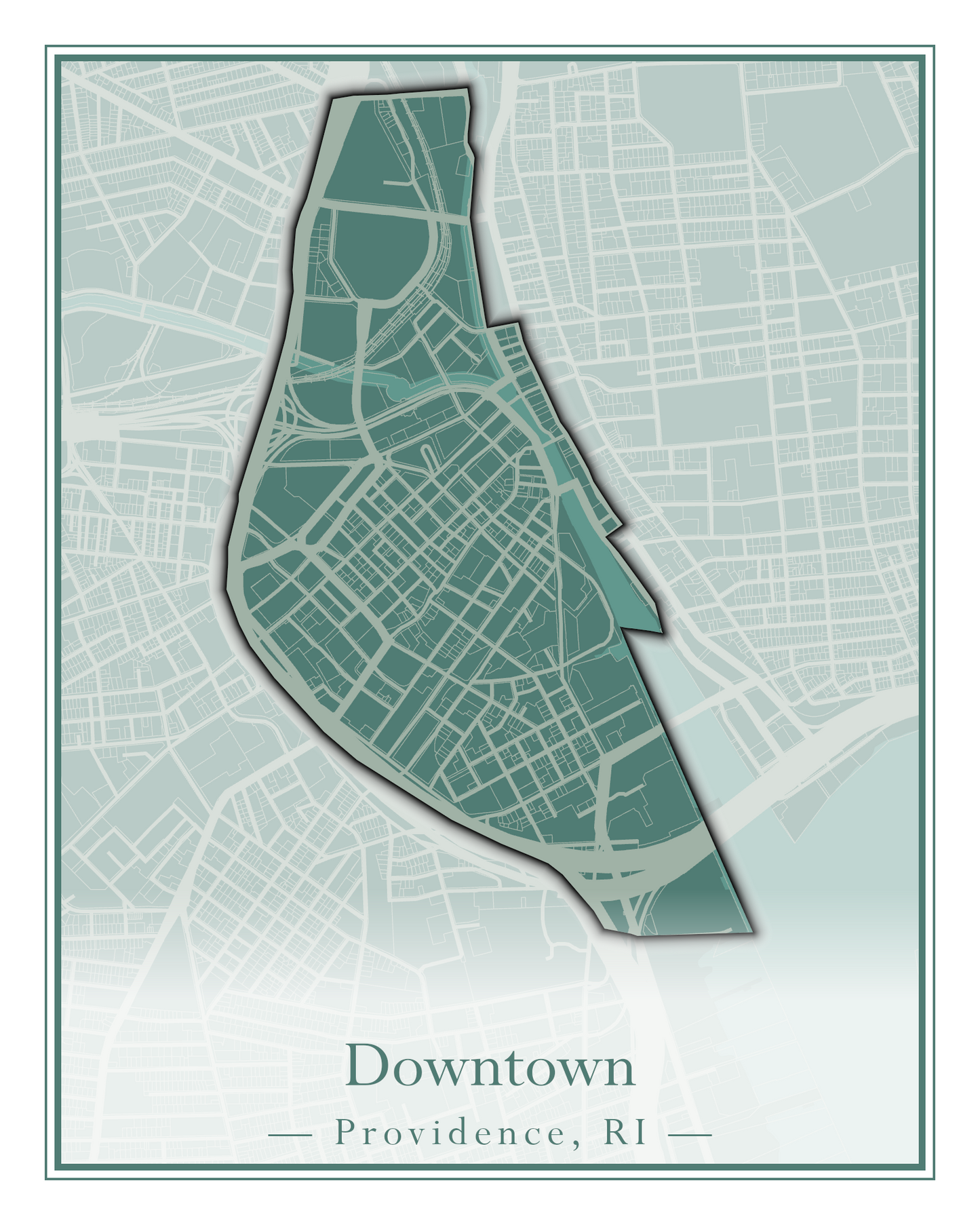 Providence Neighborhoods - Street Map (Blackstone - Downtown)