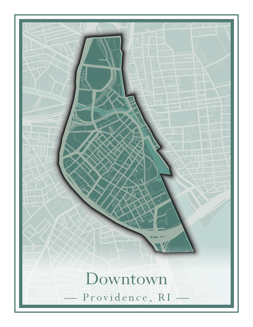 Providence Neighborhoods - Street Map (Blackstone - Downtown)