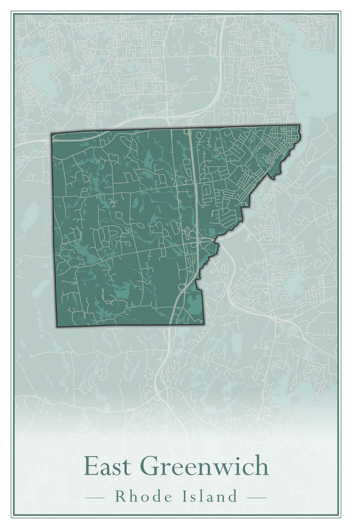 Rhode Island Towns - Street Map (East Greenwich - Foster)