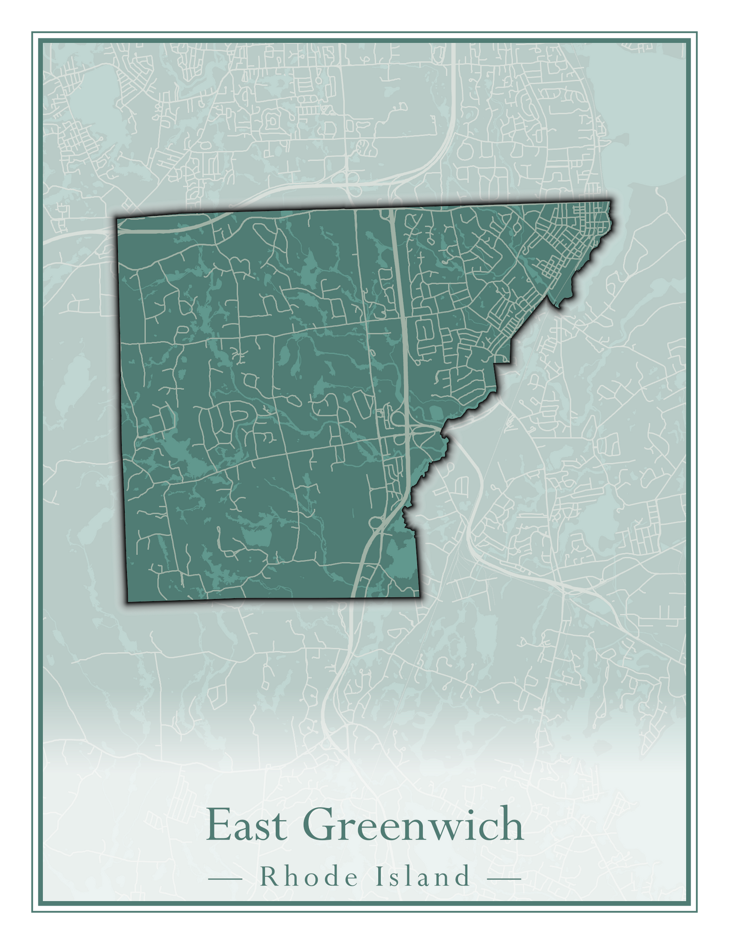 Rhode Island Towns - Street Map (East Greenwich - Foster)