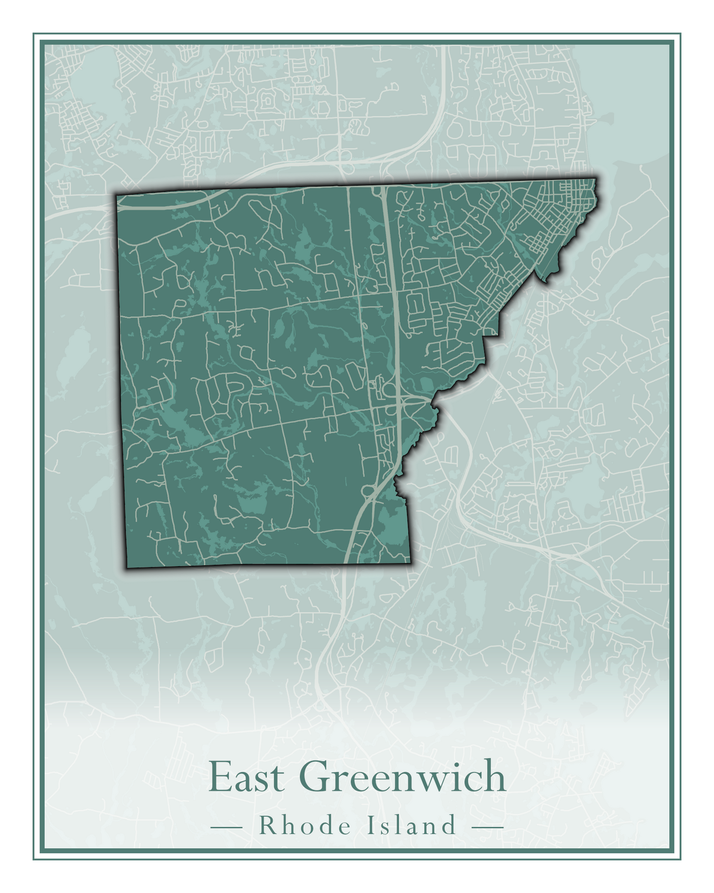 Rhode Island Towns - Street Map (East Greenwich - Foster)