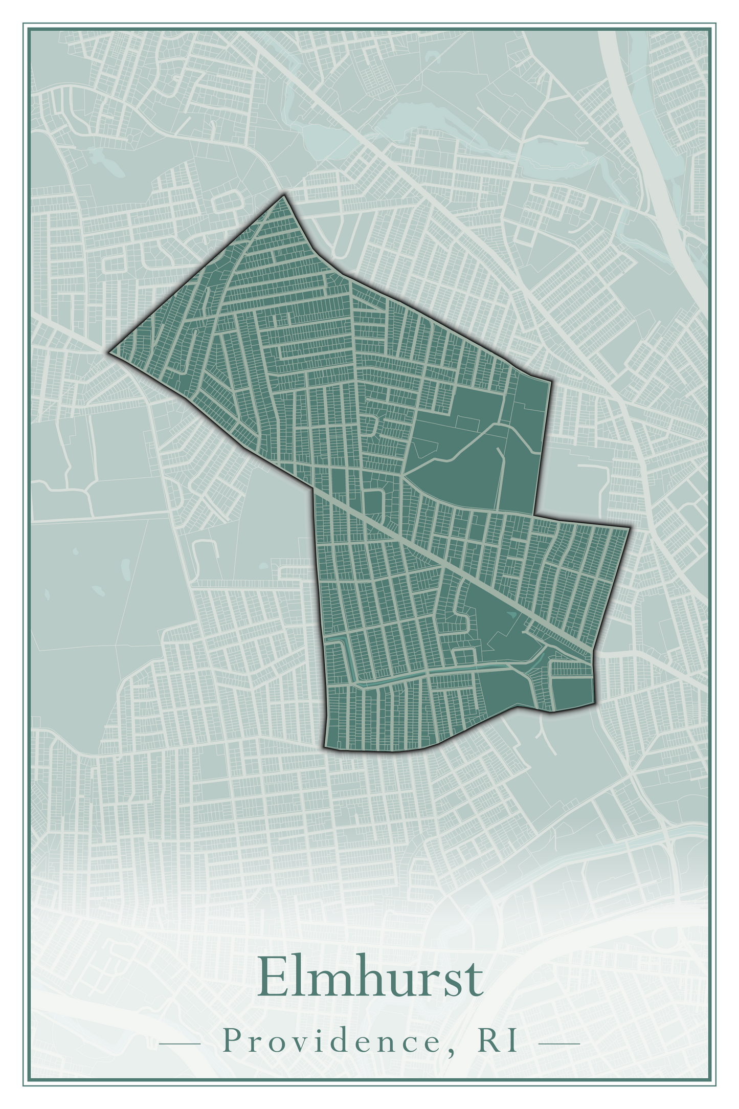 Providence Neighborhoods - Street Map (Elmhurst - Fox Point)