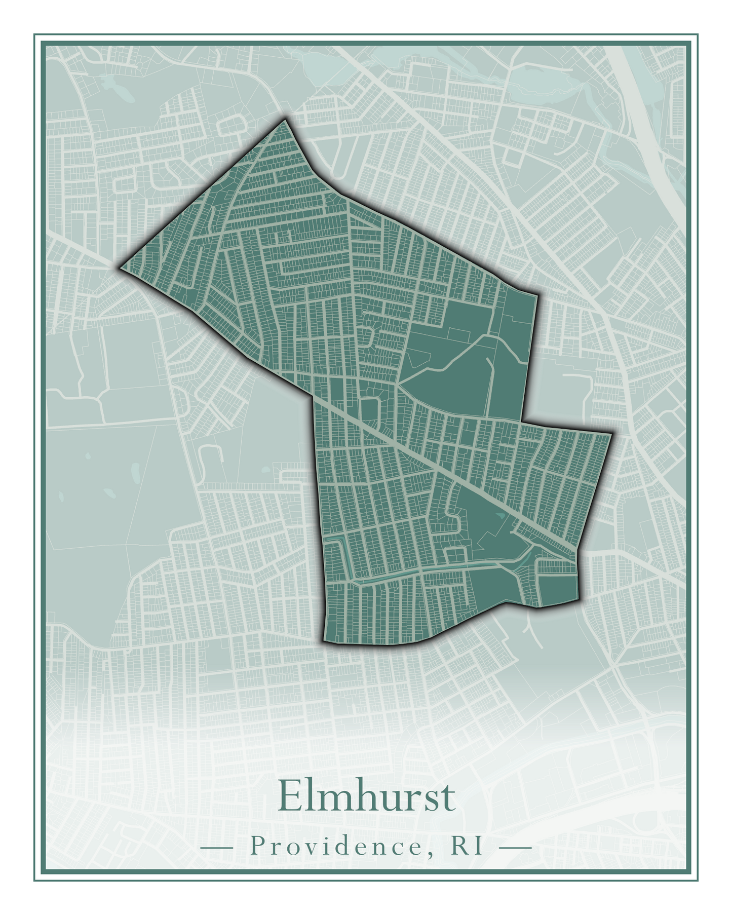 Providence Neighborhoods - Street Map (Elmhurst - Fox Point)