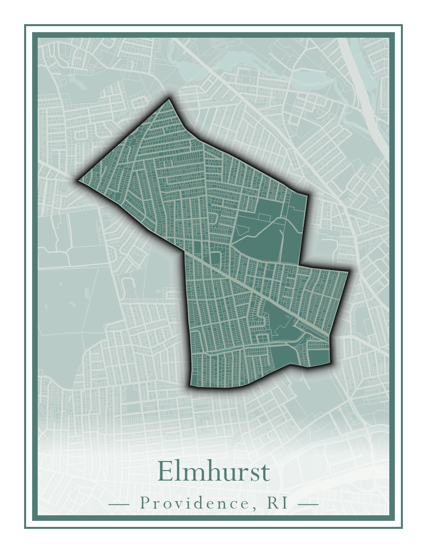 Providence Neighborhoods - Street Map (Elmhurst - Fox Point)