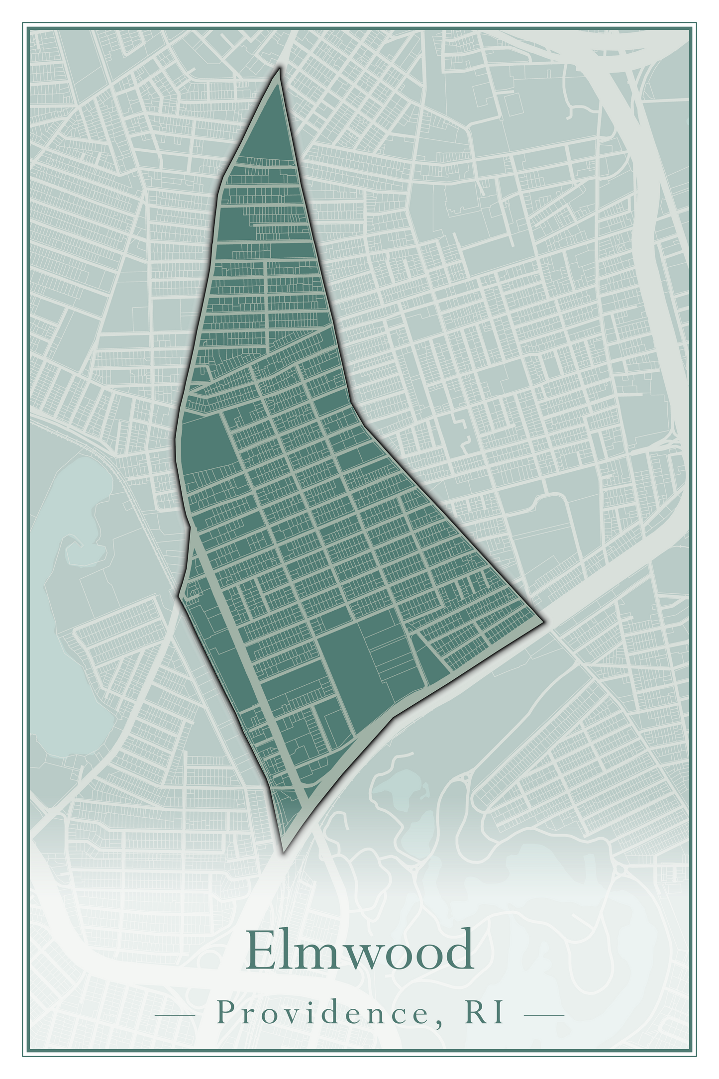 Providence Neighborhoods - Street Map (Elmhurst - Fox Point)