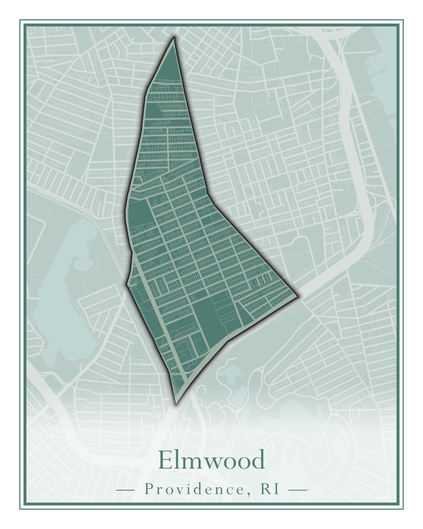 Providence Neighborhoods - Street Map (Elmhurst - Fox Point)