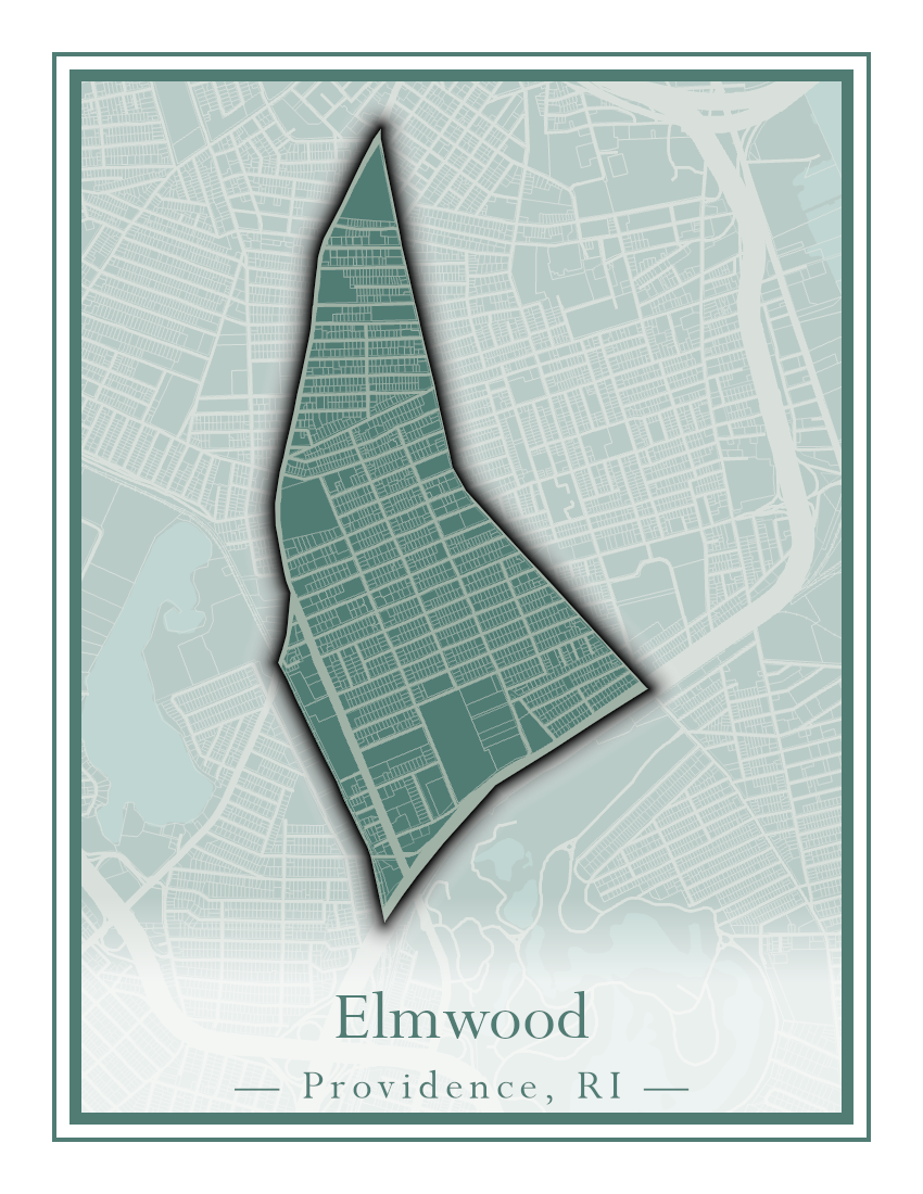 Providence Neighborhoods - Street Map (Elmhurst - Fox Point)