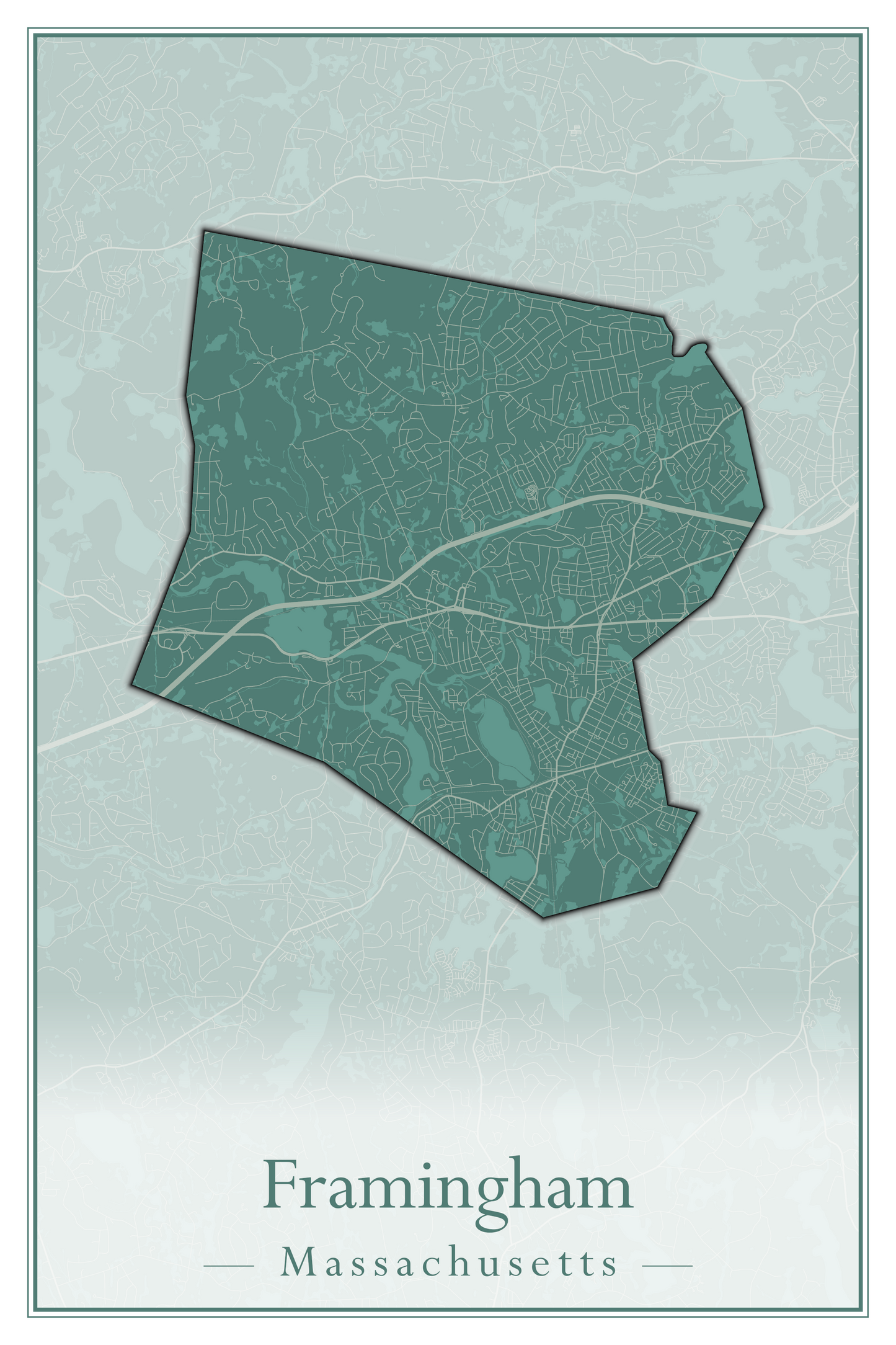 Massachusetts Towns - Street Map (Framingham - Gardner)