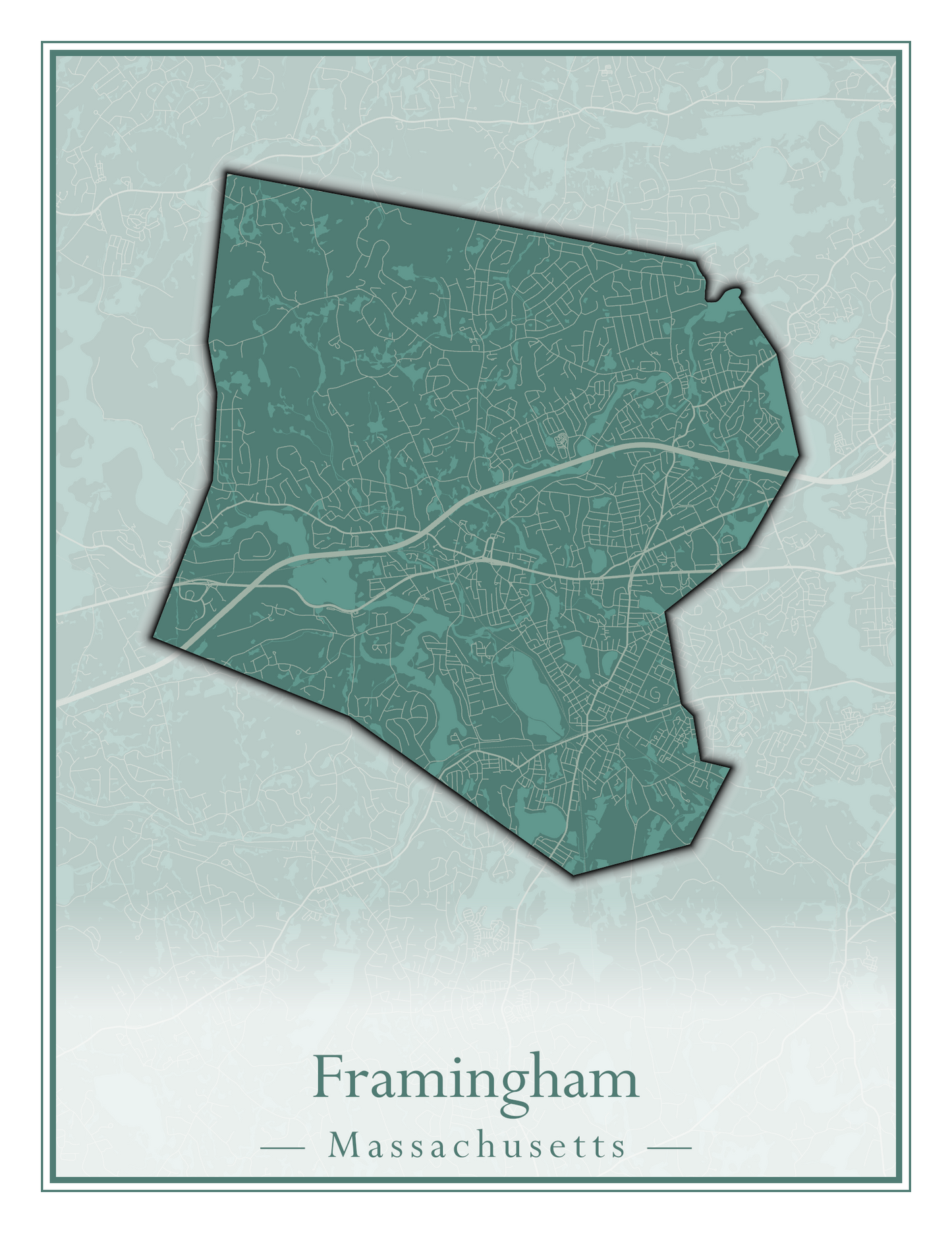 Massachusetts Towns - Street Map (Framingham - Gardner)