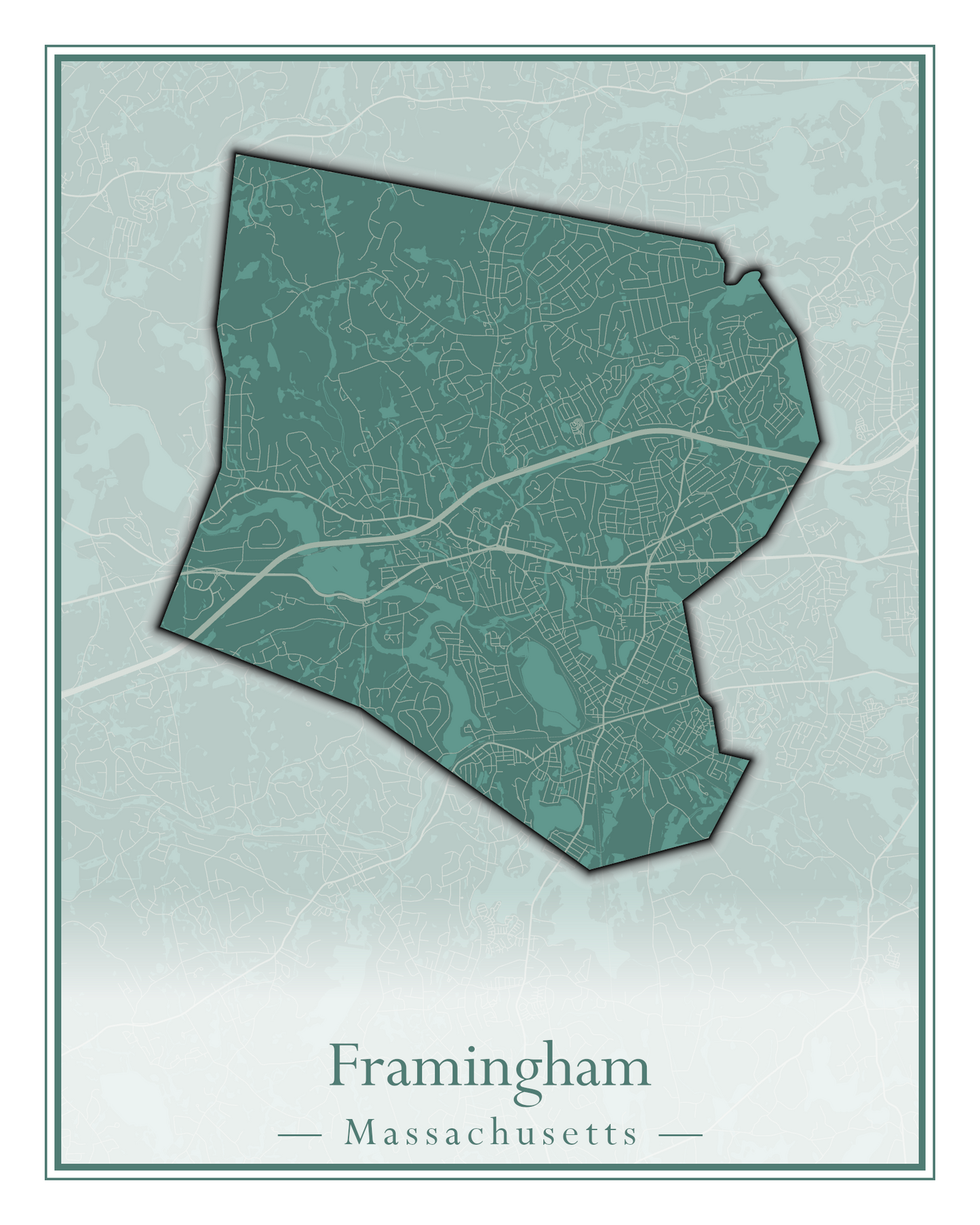 Massachusetts Towns - Street Map (Framingham - Gardner)