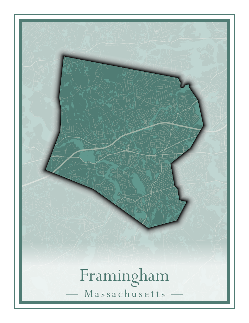 Massachusetts Towns - Street Map (Framingham - Gardner)