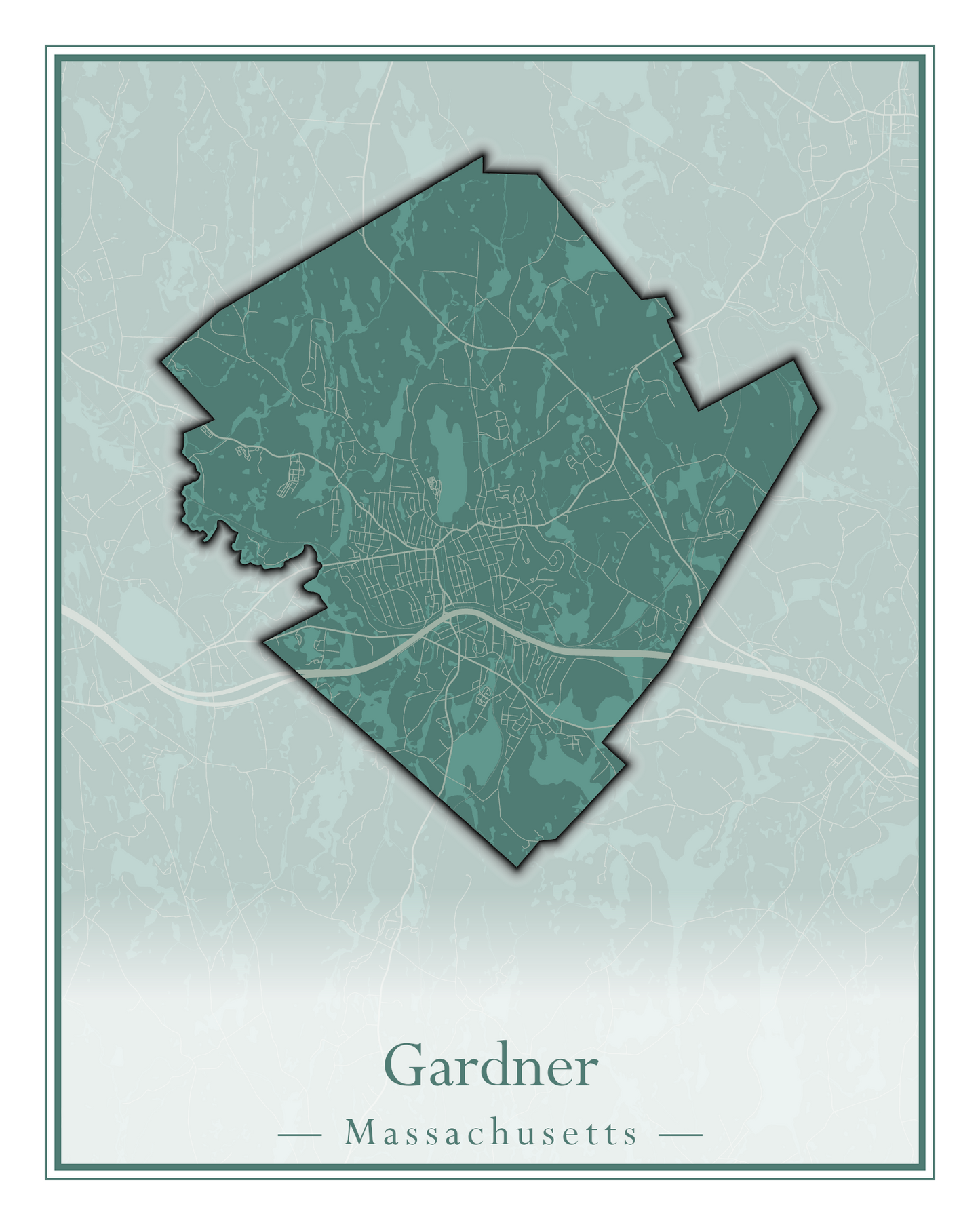 Massachusetts Towns - Street Map (Framingham - Gardner)