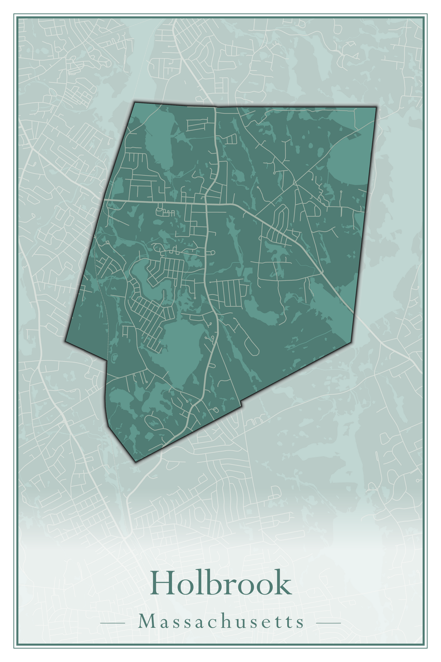 Massachusetts Towns - Street Map (Holbrook - Holliston)