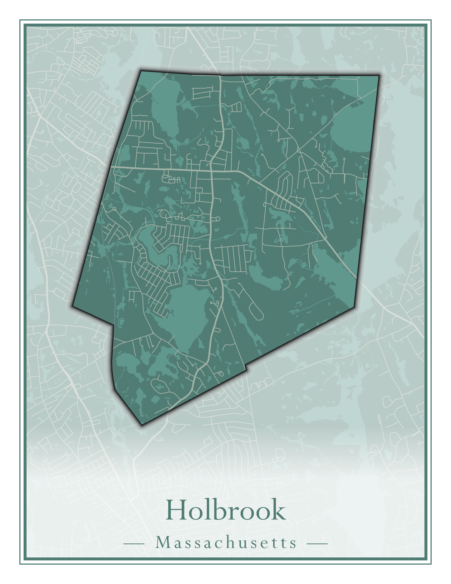 Massachusetts Towns - Street Map (Holbrook - Holliston)