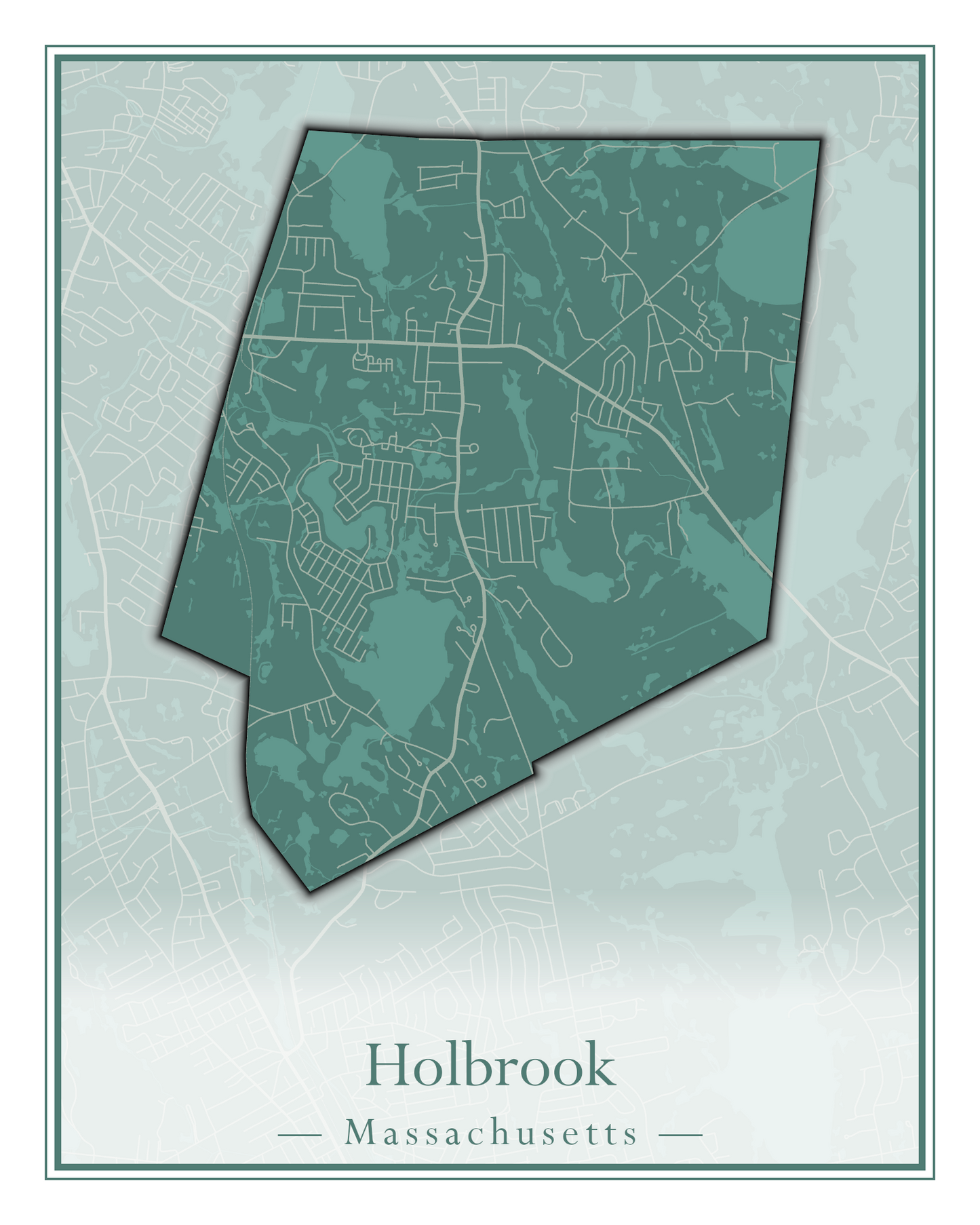 Massachusetts Towns - Street Map (Holbrook - Holliston)