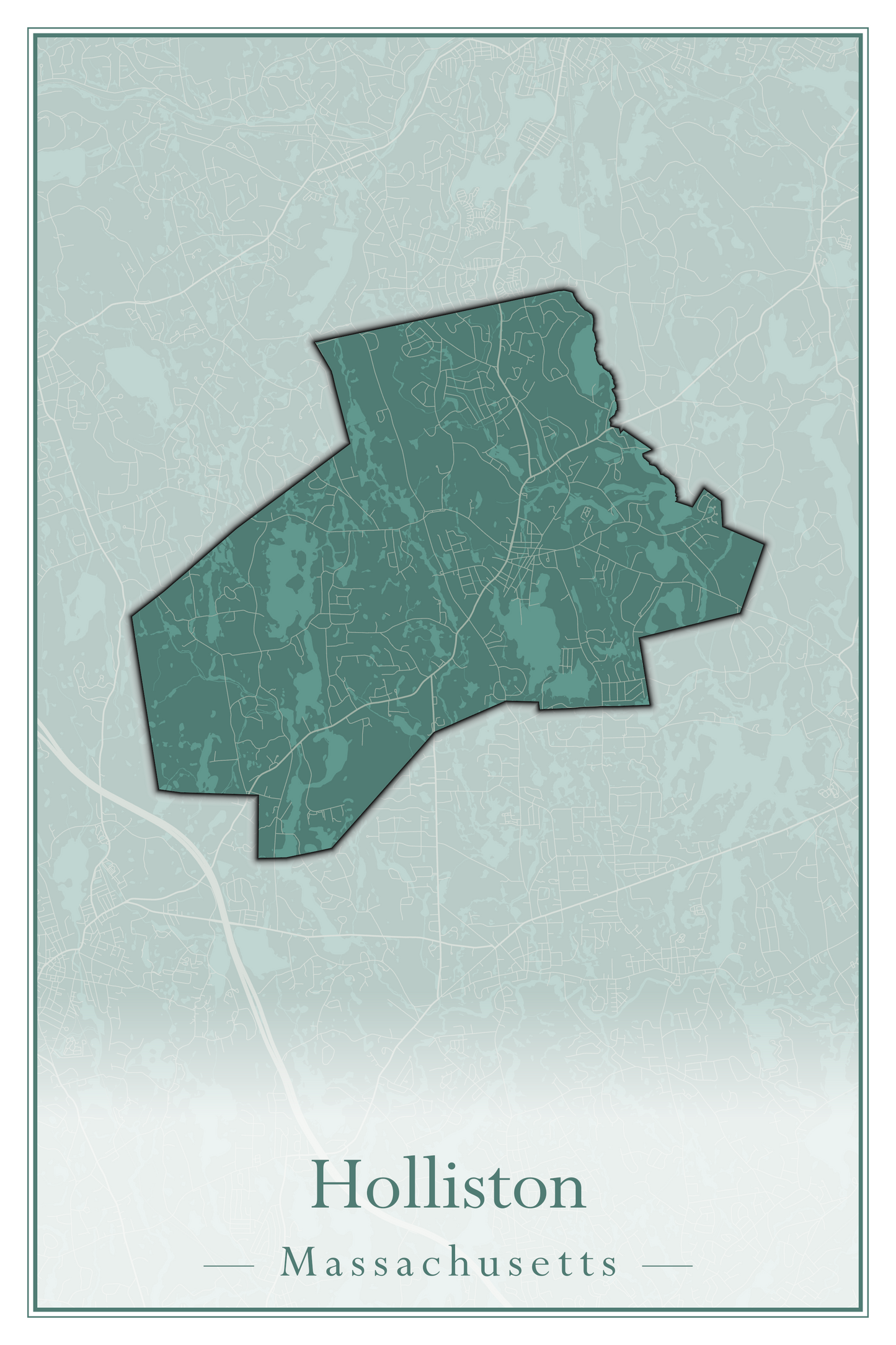 Massachusetts Towns - Street Map (Holbrook - Holliston)