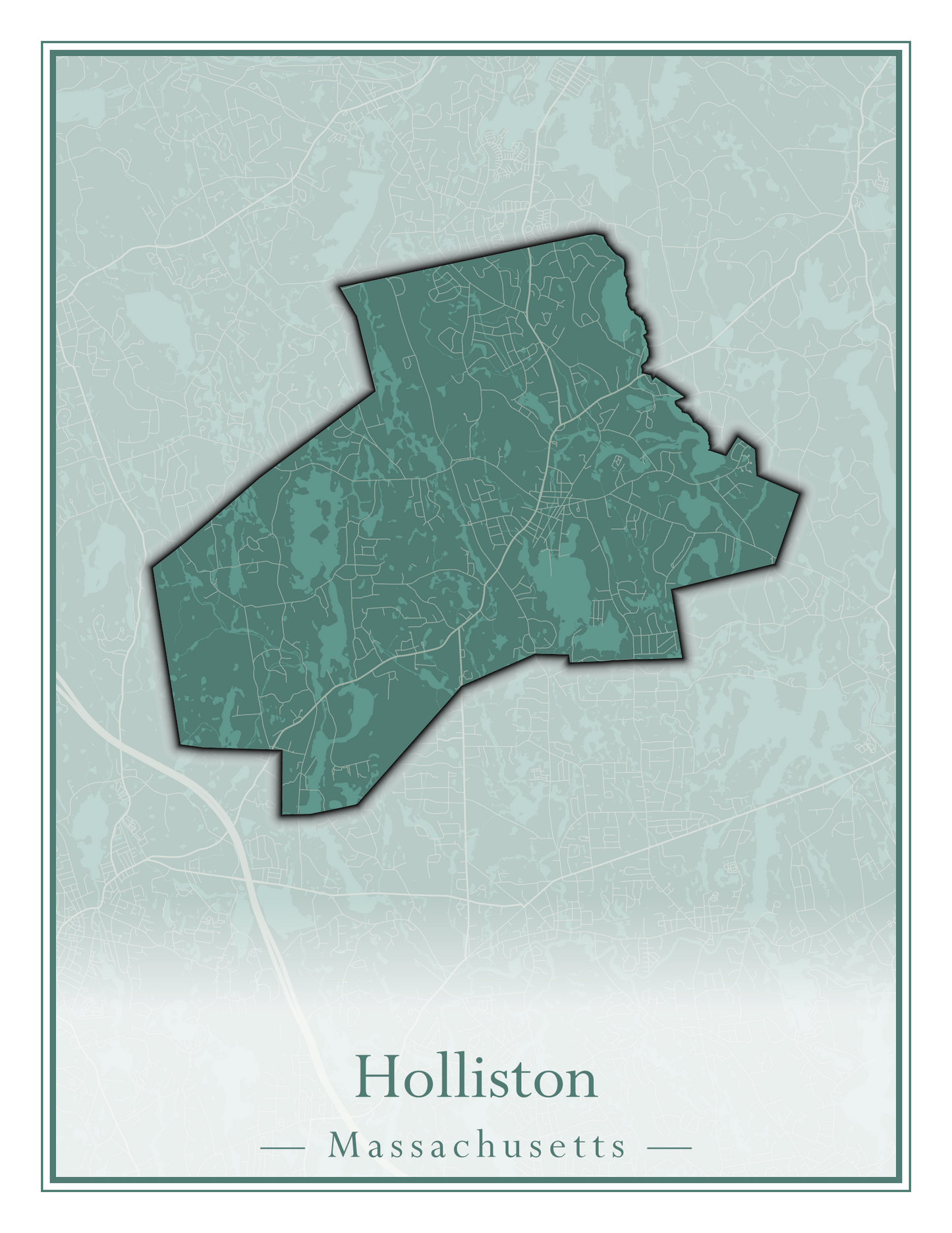 Massachusetts Towns - Street Map (Holbrook - Holliston)