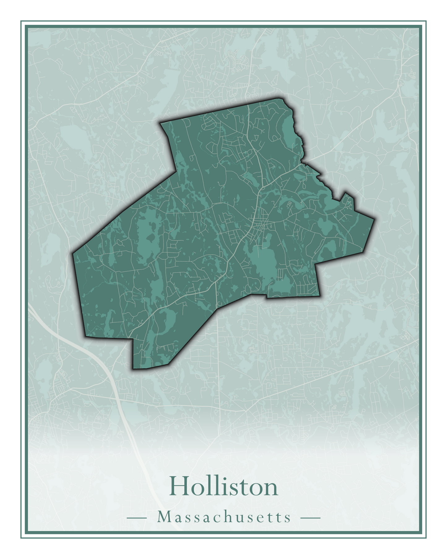 Massachusetts Towns - Street Map (Holbrook - Holliston)