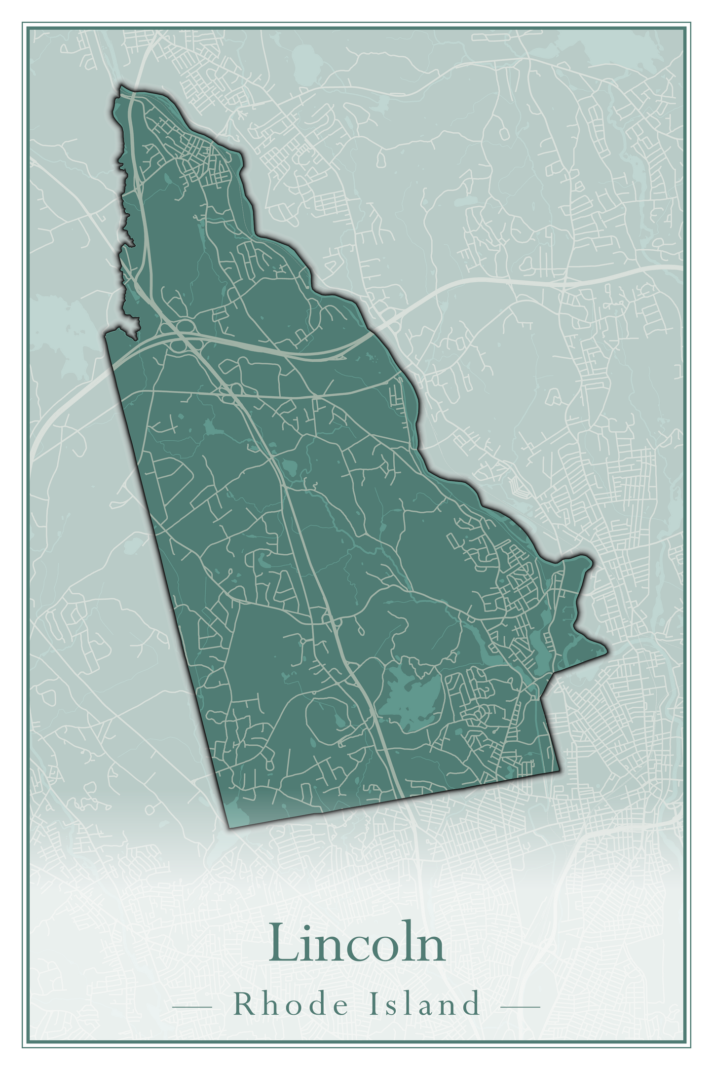 Rhode Island Towns - Street Map (Lincoln - Narragansett)