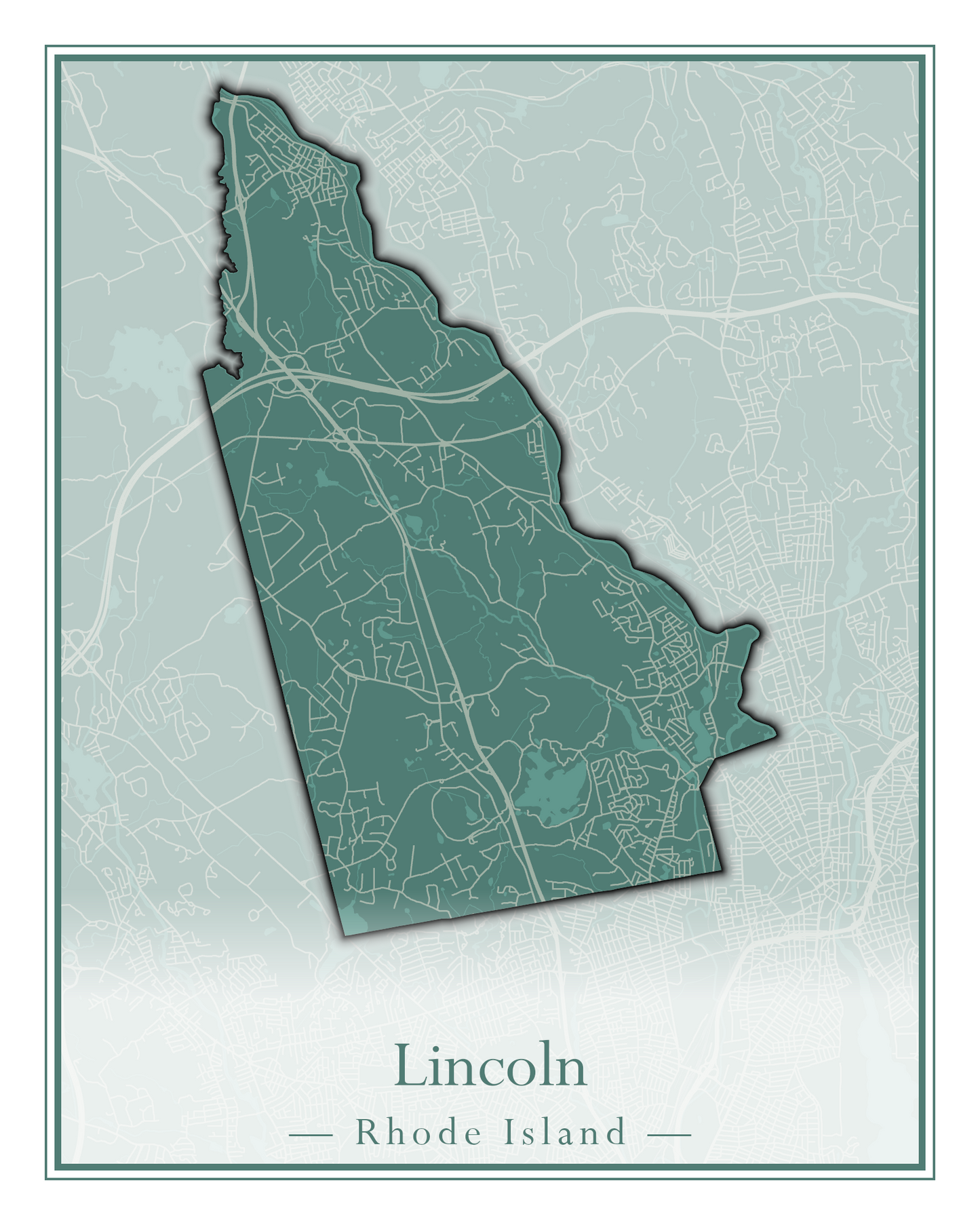 Rhode Island Towns - Street Map (Lincoln - Narragansett)