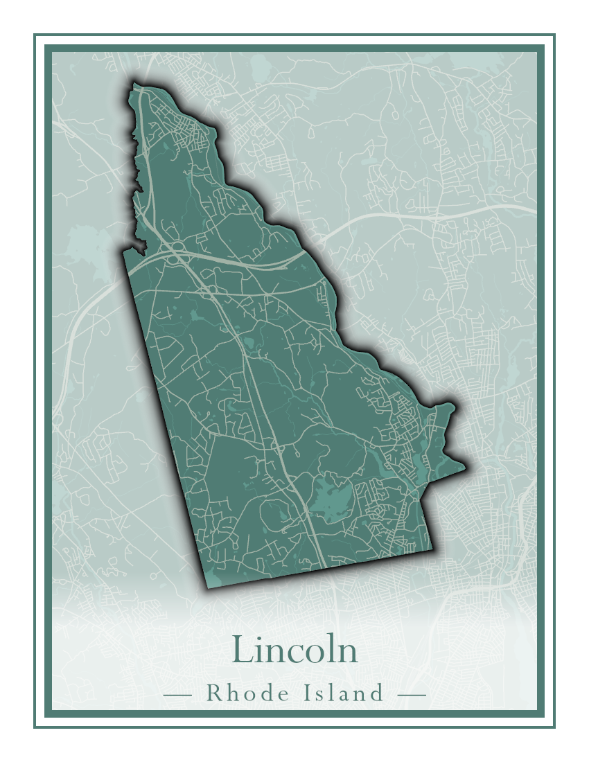 Rhode Island Towns - Street Map (Lincoln - Narragansett)