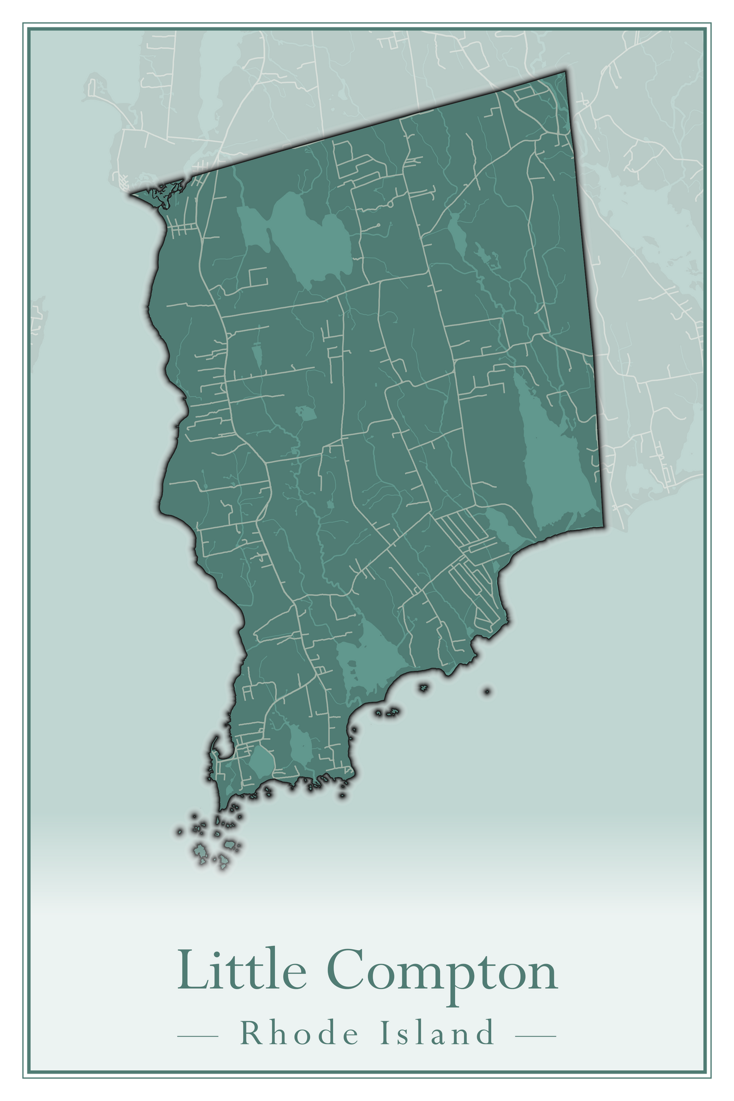 Rhode Island Towns - Street Map (Lincoln - Narragansett)