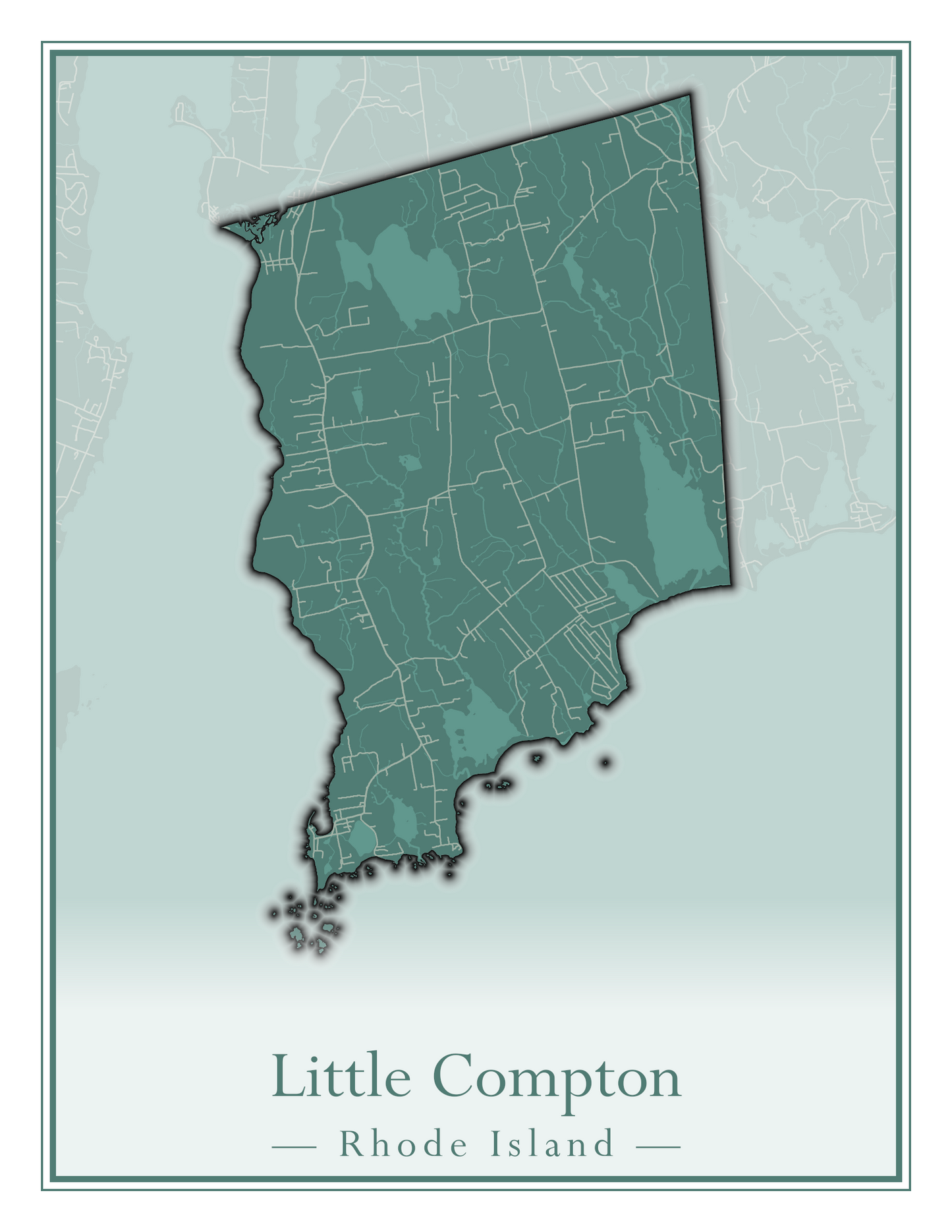 Rhode Island Towns - Street Map (Lincoln - Narragansett)