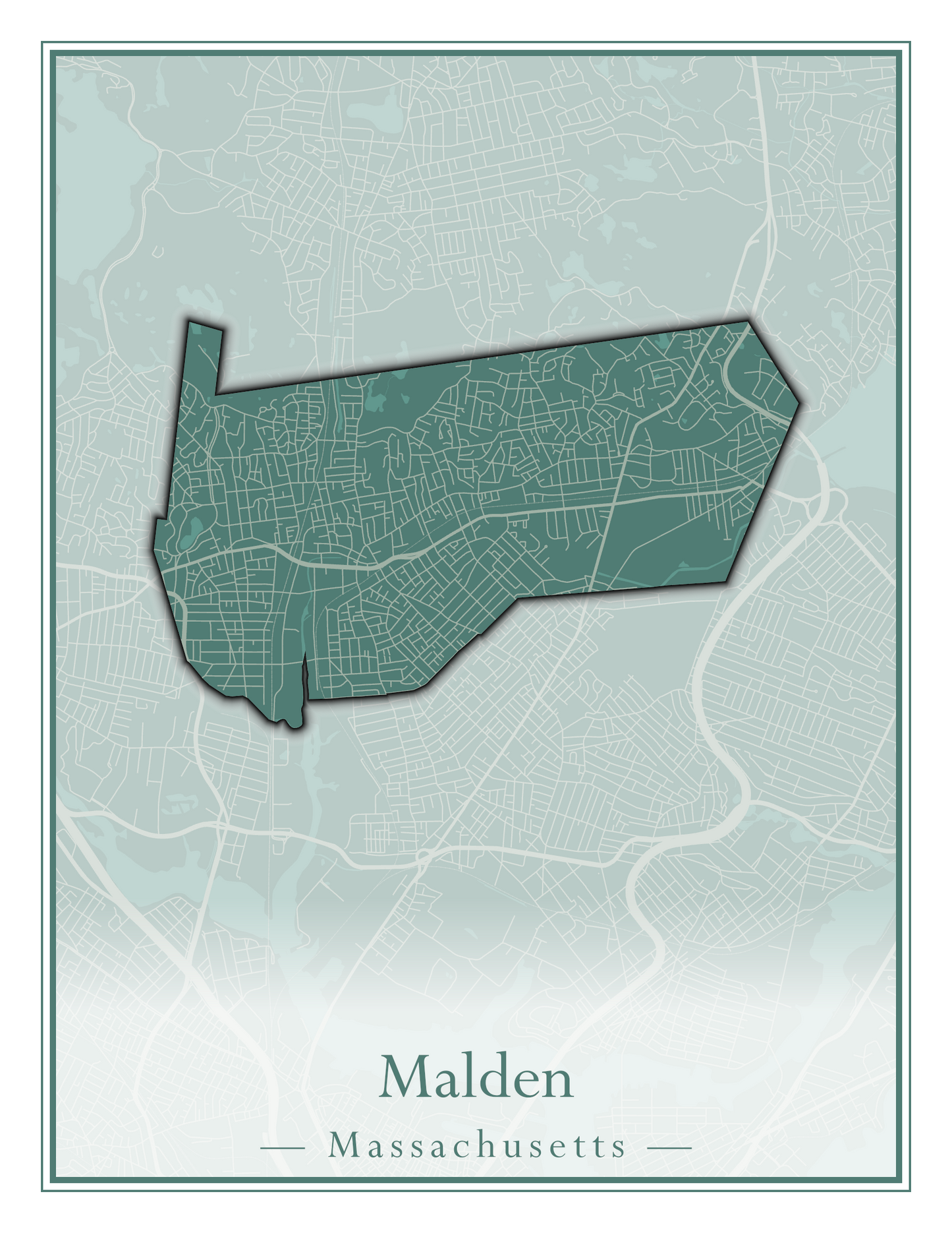 Massachusetts Towns - Street Map (Malden - Marblehead)