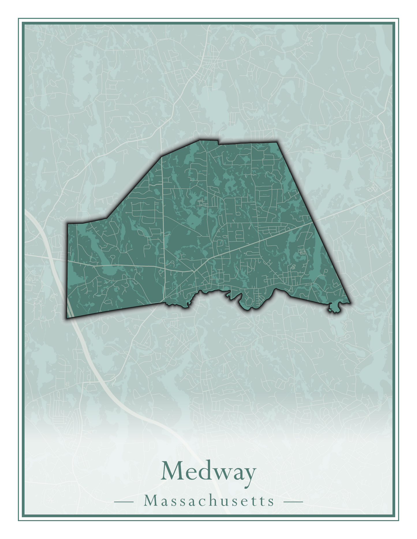 Massachusetts Towns - Street Map (Medway - Merrimac)