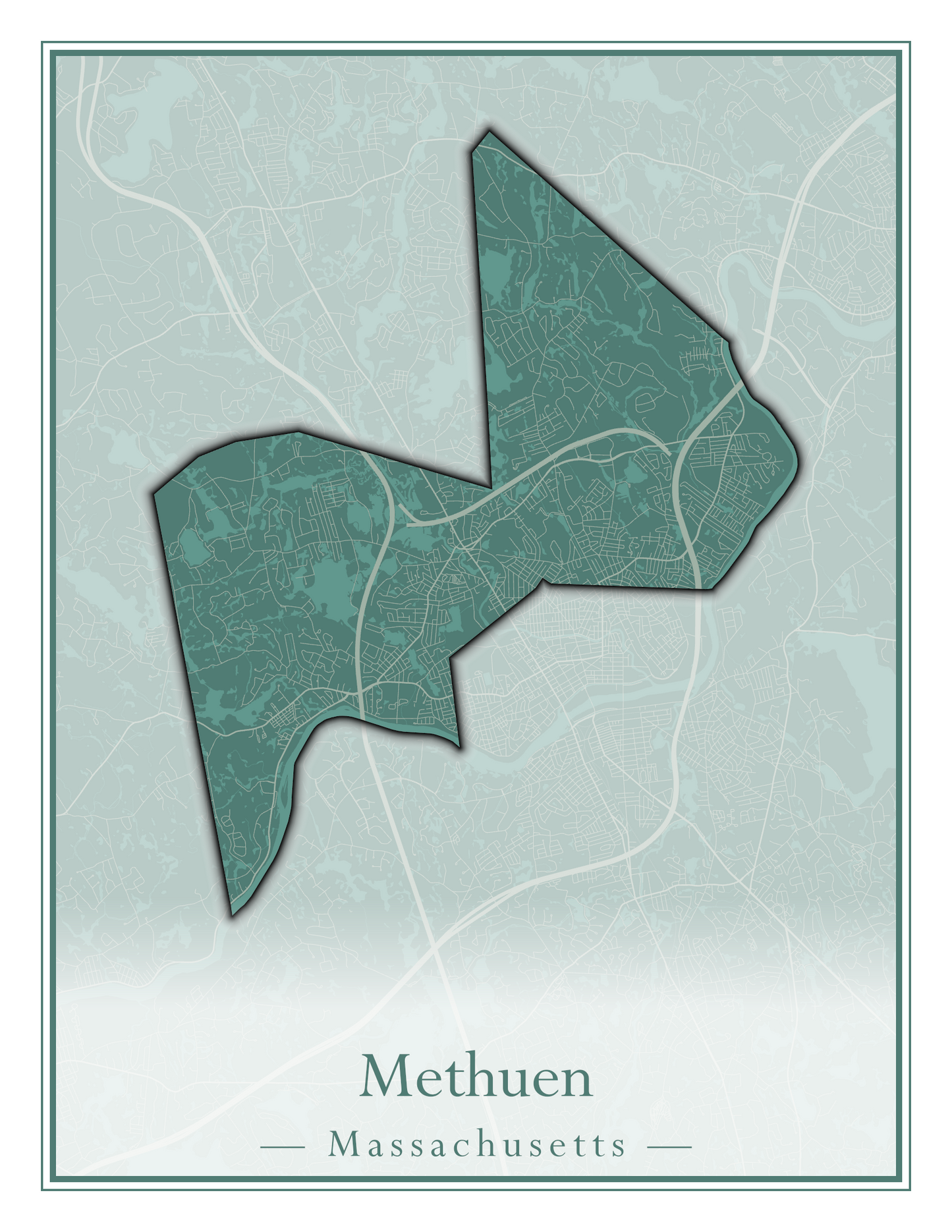 Massachusetts Towns - Street Map (Methuen - Middleton)