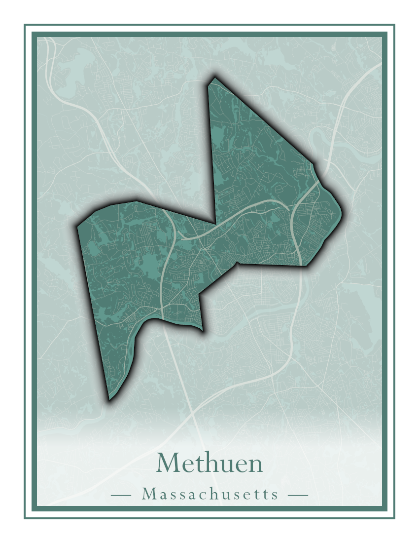 Massachusetts Towns - Street Map (Methuen - Middleton)