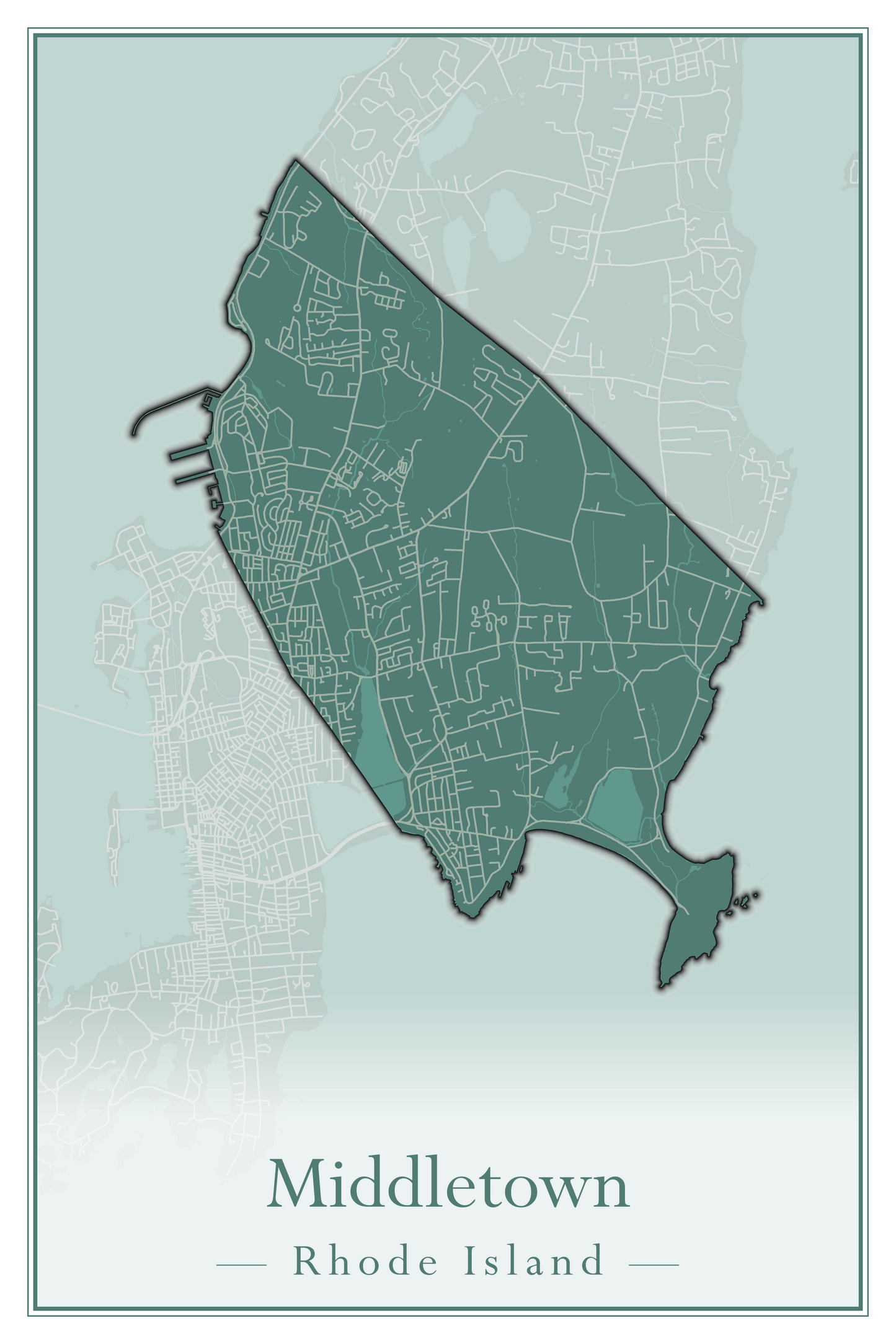 Rhode Island Towns - Street Map (Lincoln - Narragansett)