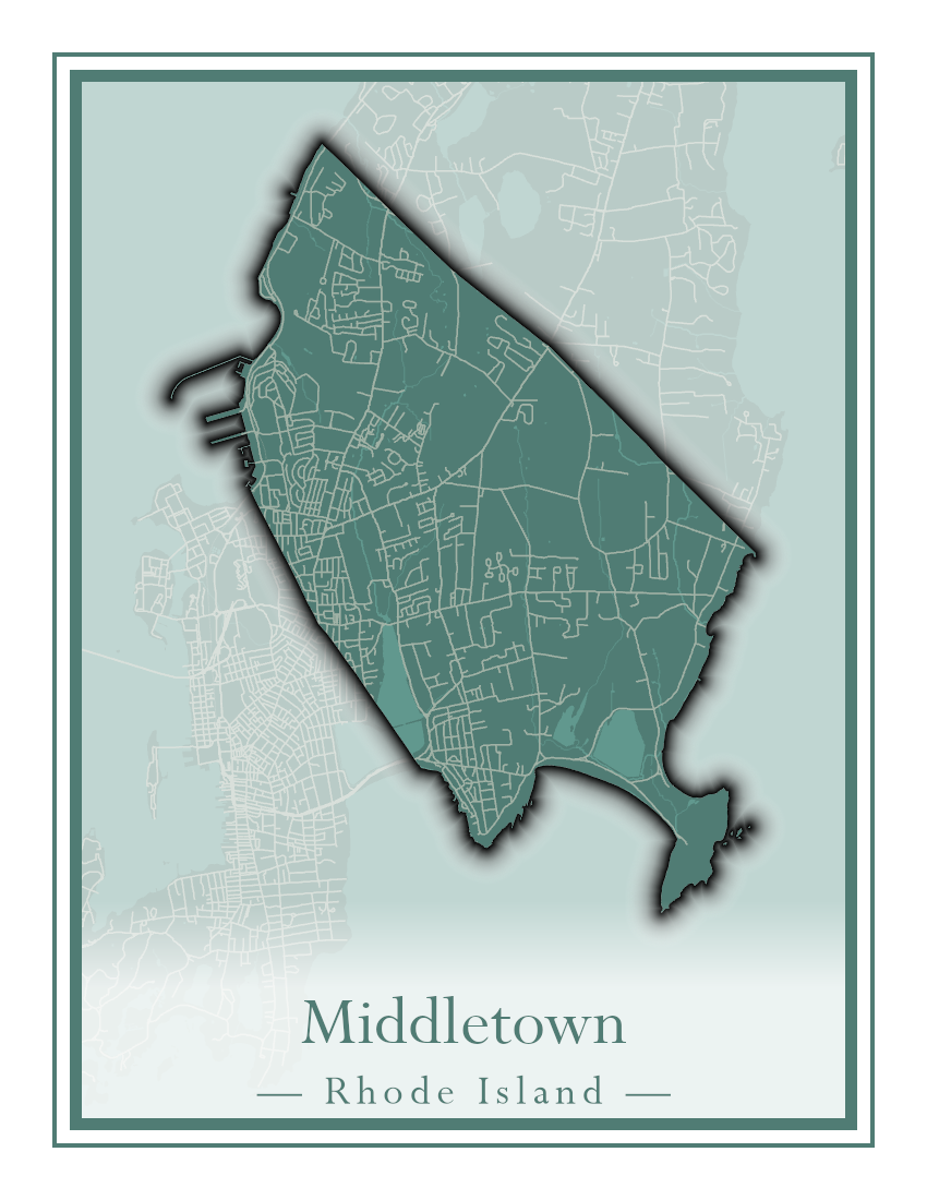 Rhode Island Towns - Street Map (Lincoln - Narragansett)