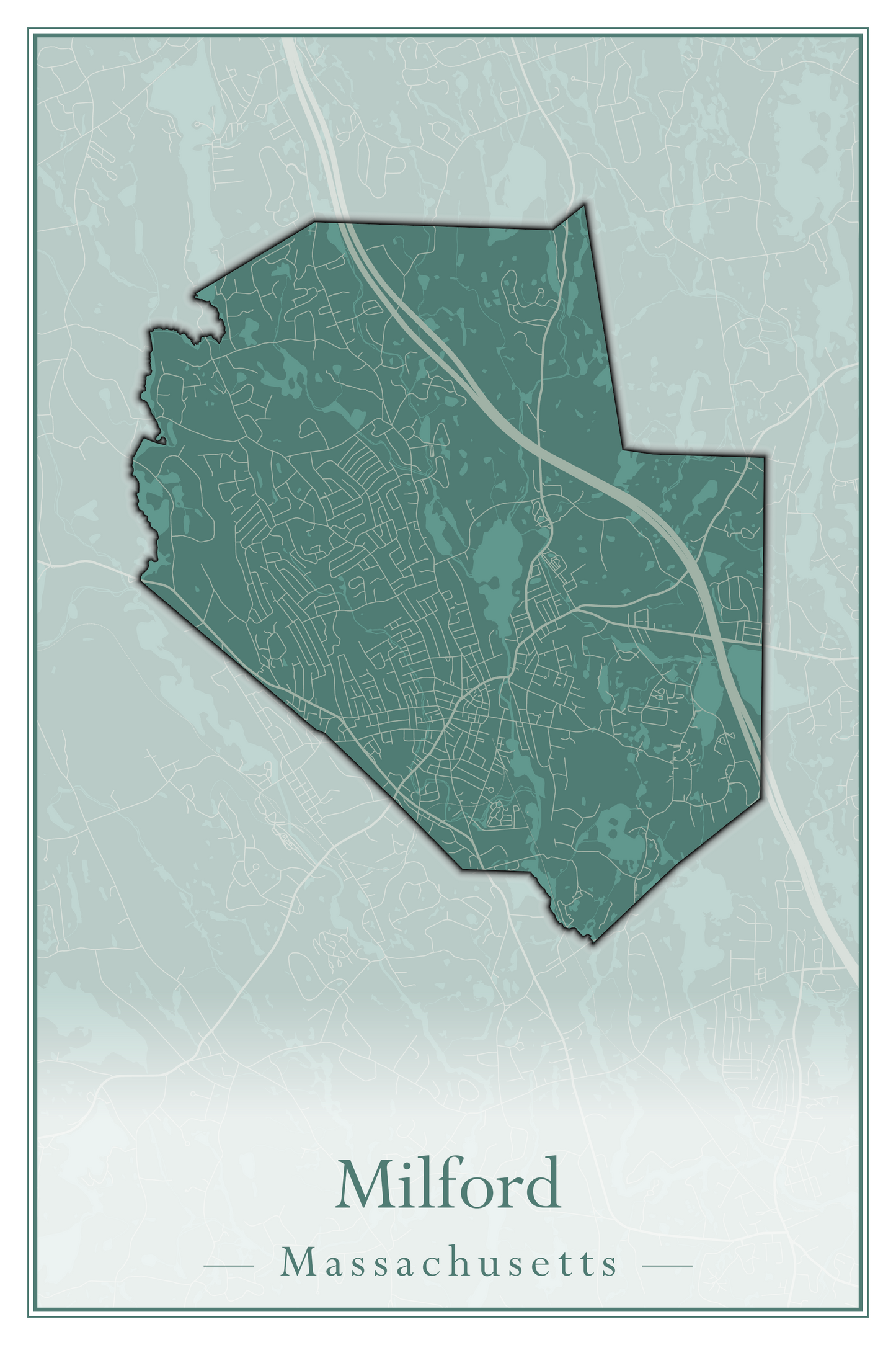 Massachusetts Towns - Street Map (Milford - Millville)