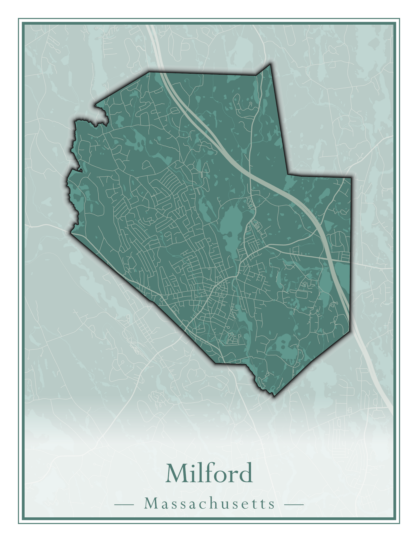 Massachusetts Towns - Street Map (Milford - Millville)