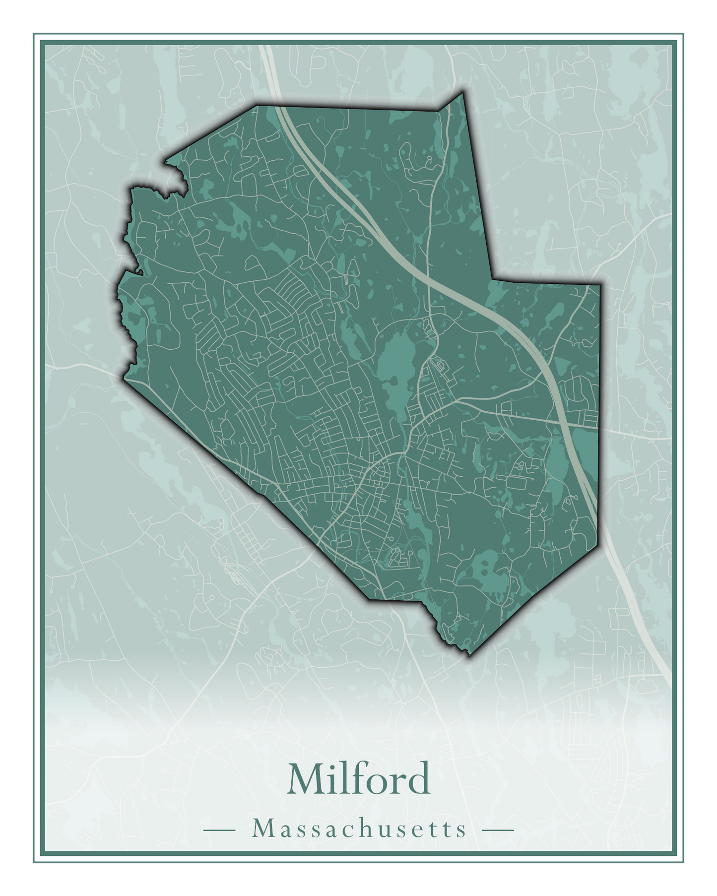 Massachusetts Towns - Street Map (Milford - Millville)