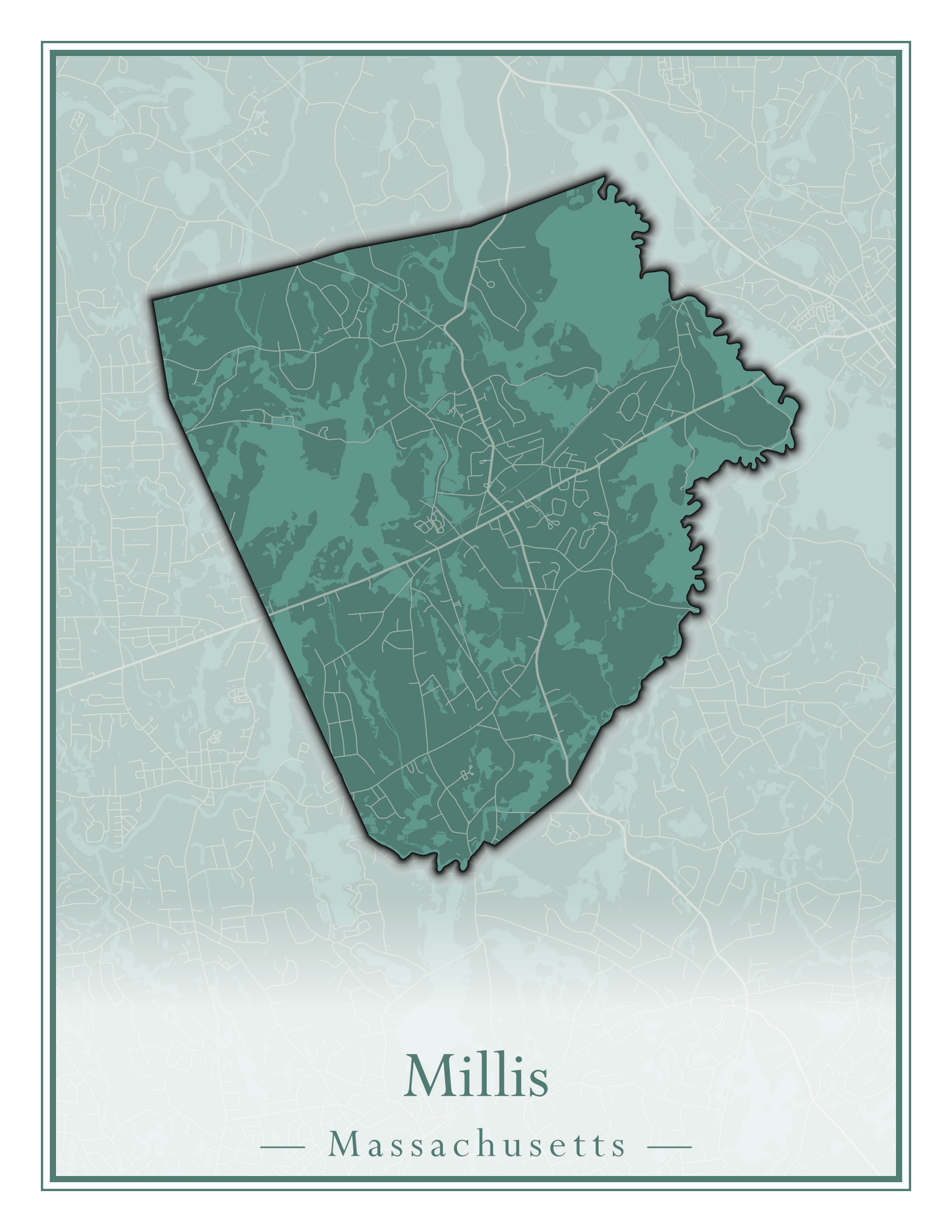 Massachusetts Towns - Street Map (Milford - Millville)