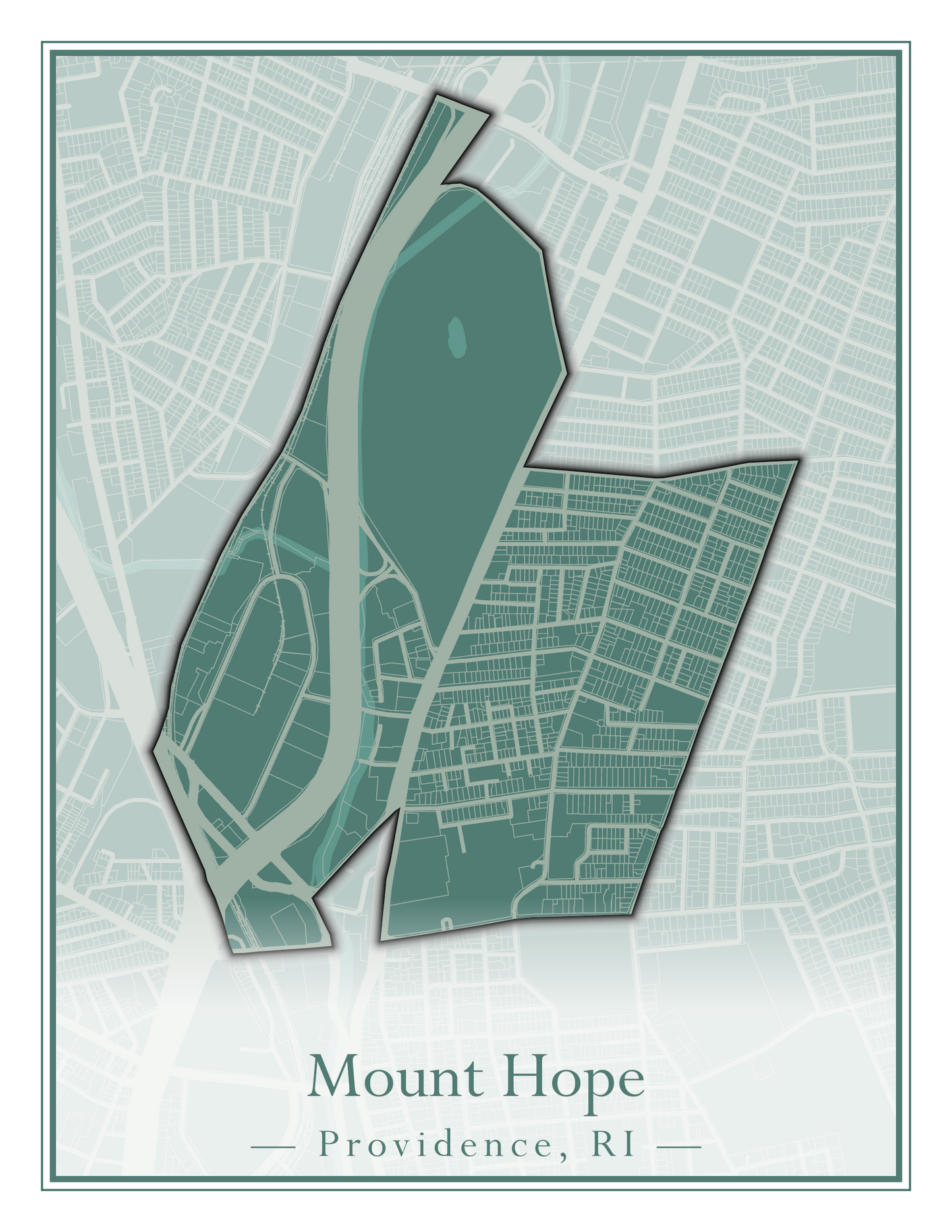 Providence Neighborhoods - Street Map (Mount Hope - Reservoir)