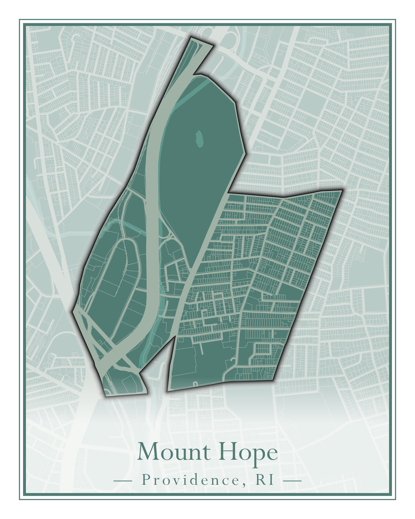 Providence Neighborhoods - Street Map (Mount Hope - Reservoir)